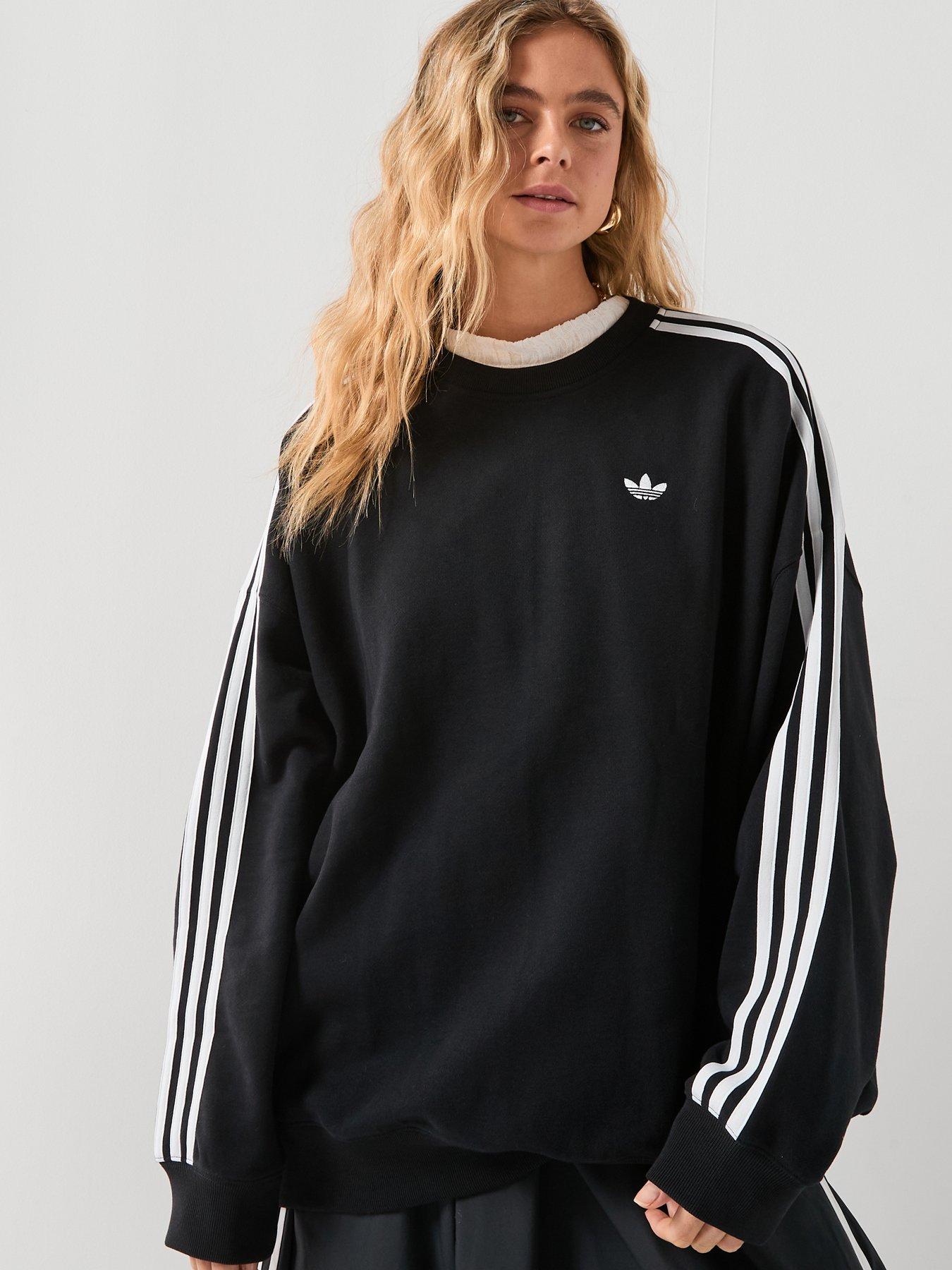 adidas Originals Women's 3 Stripes Oversized Adilenium Crew - Black