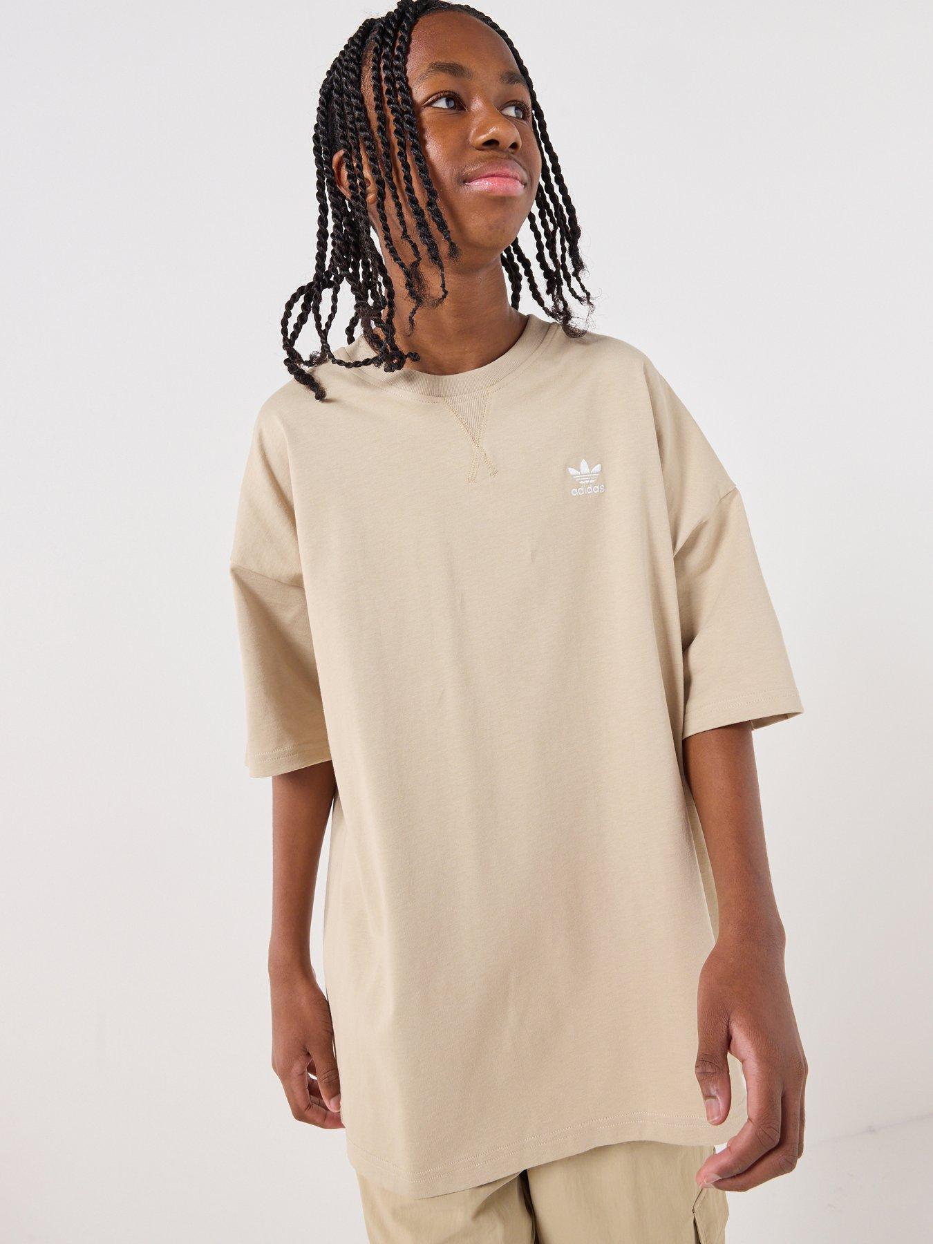 adidas-originals-junior-unisex-oversized-cutline-t-shirt-beige