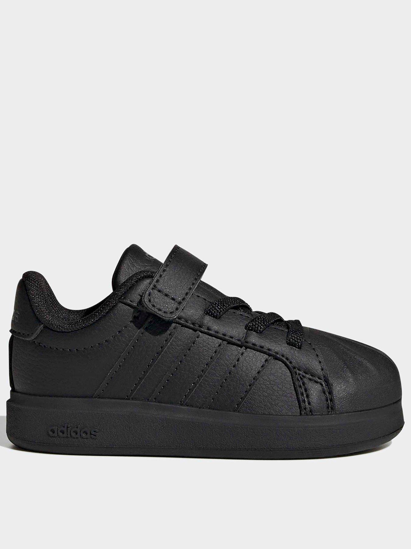 adidas Sportswear Infant Streettalk Shell Toe Trainers with Hook-and-Loop Straps - Black