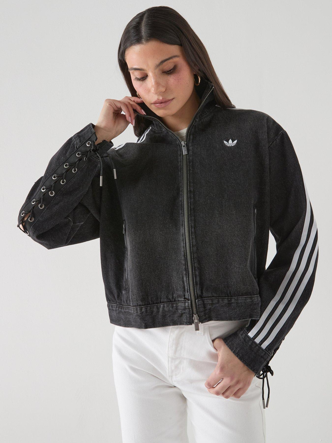 adidas Originals Womens Denim Fire Bird Eyelet Detail Track Top - Black