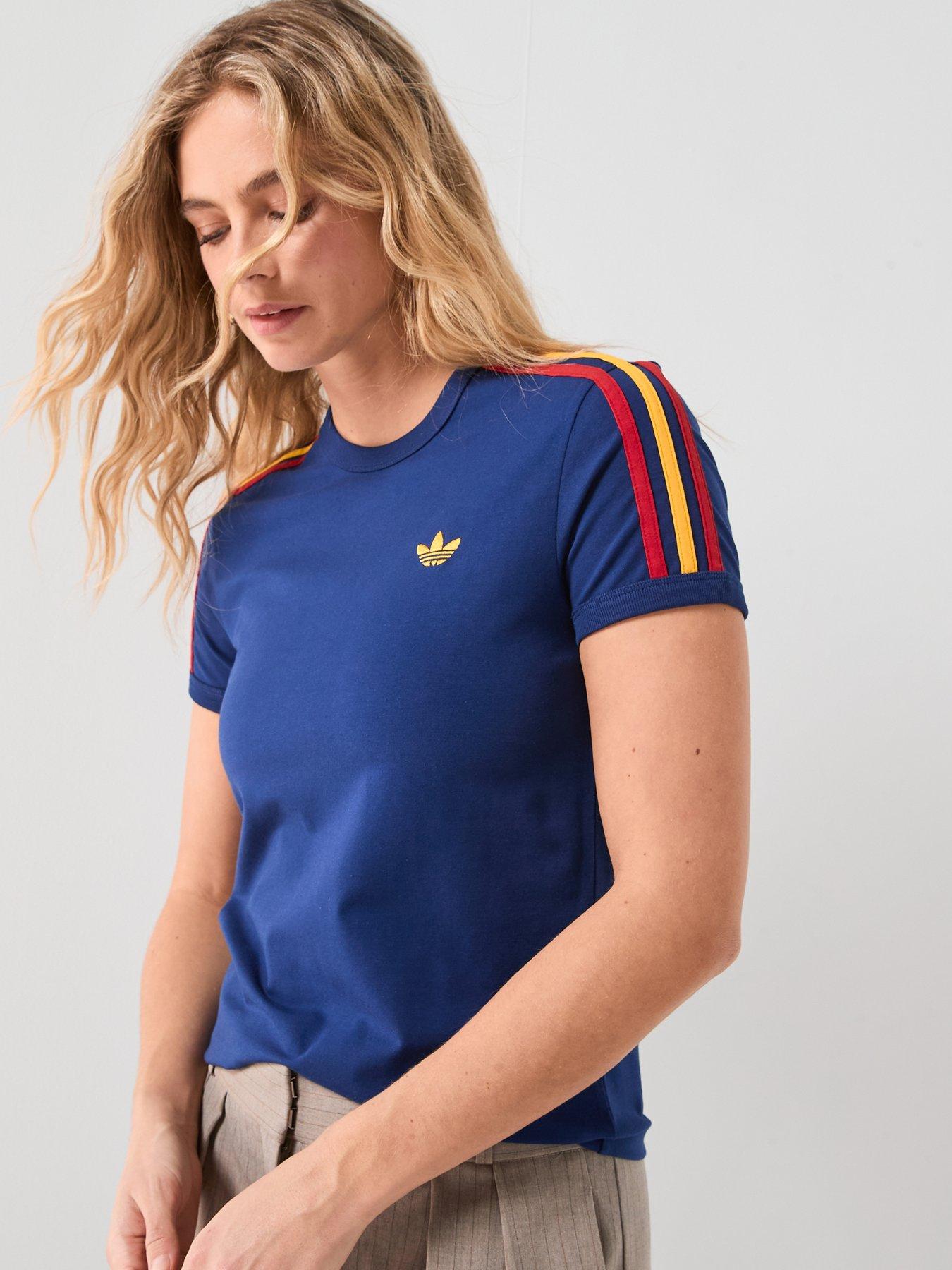 adidas Originals Women's 3 Stripes Slim Fit T-Shirt - Blue