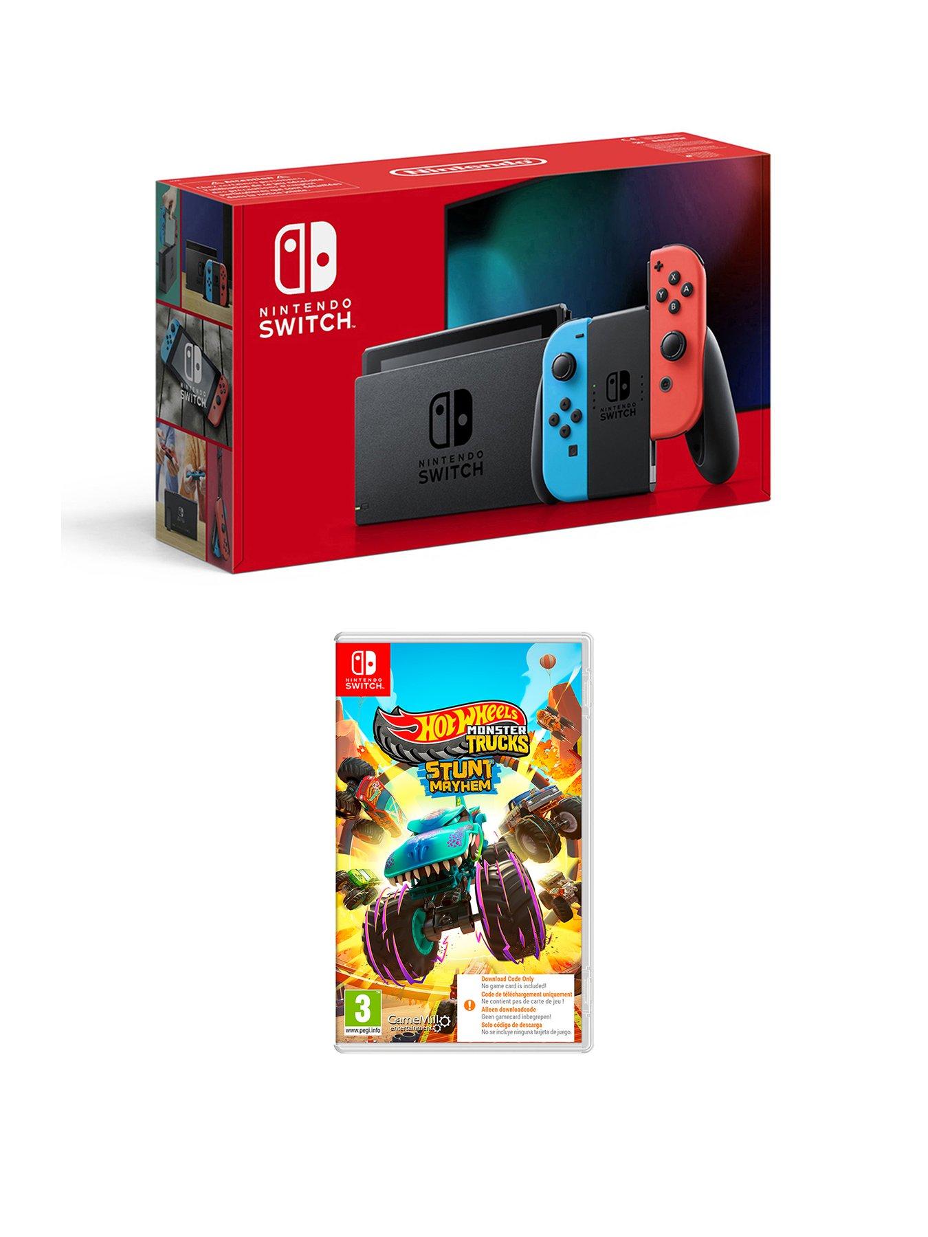 front image of nintendo-switch-neonnbspconsole-amp-with-freenbsphotwheels-monster-truck-game