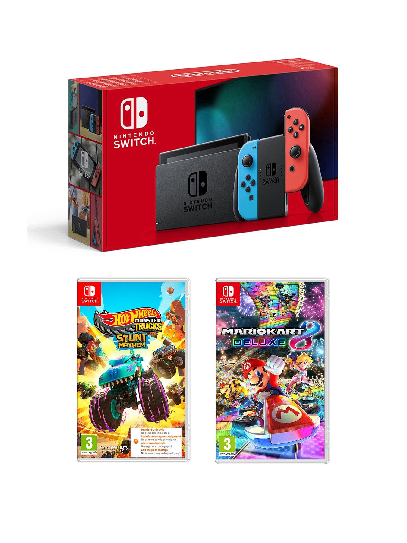 Nintendo Switch Neon Console plus HotWheels Monster Truck  &  Mario Kart 8 Deluxe