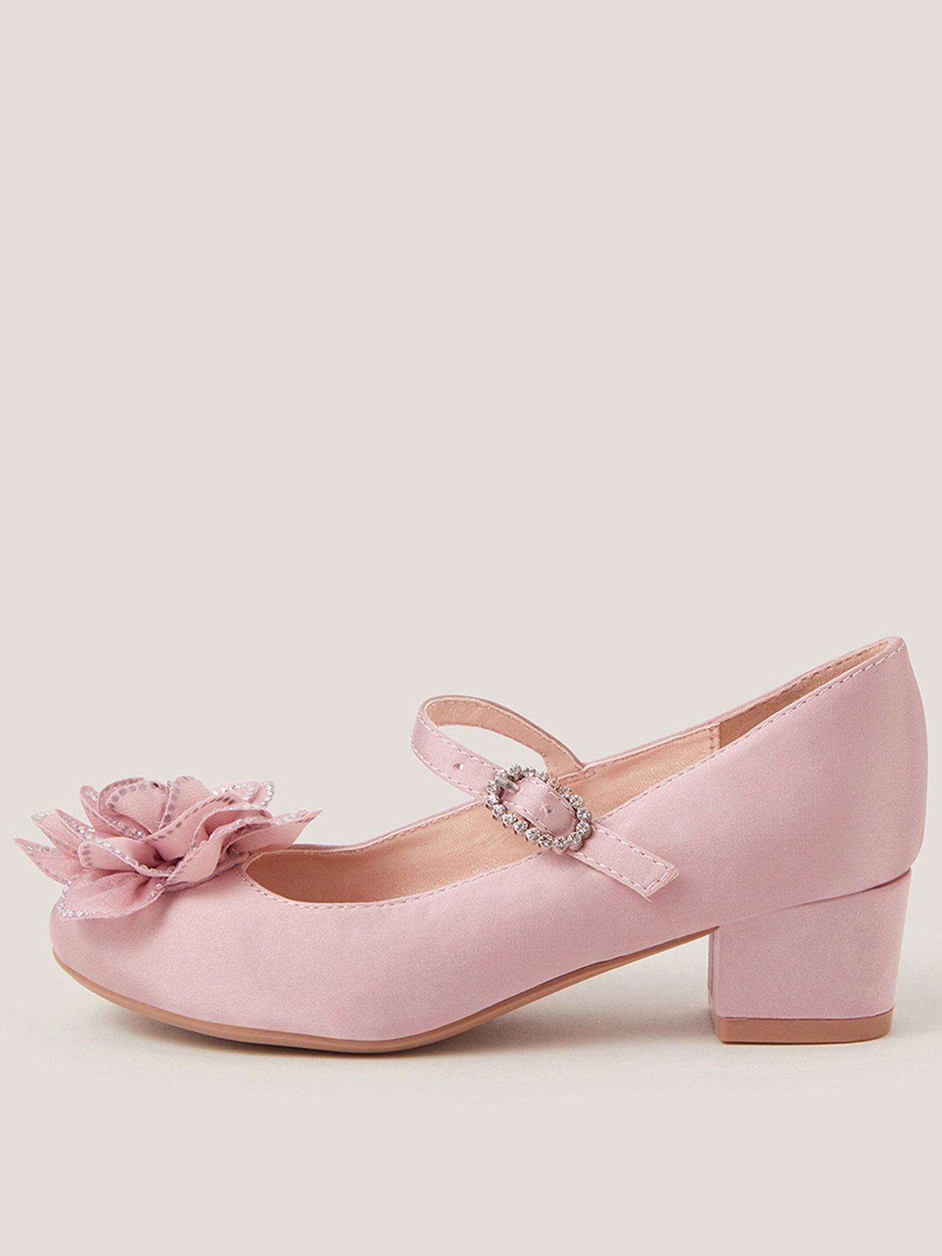  image of monsoon-girls-corsage-flower-diamante-heeled-shoes-pink