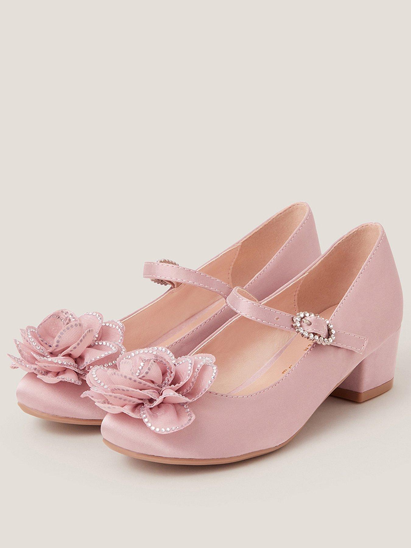  image of monsoon-girls-corsage-flower-diamante-heeled-shoes-pink