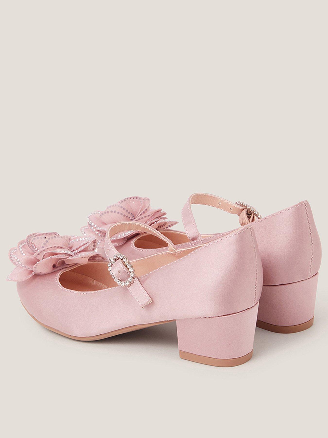  image of monsoon-girls-corsage-flower-diamante-heeled-shoes-pink