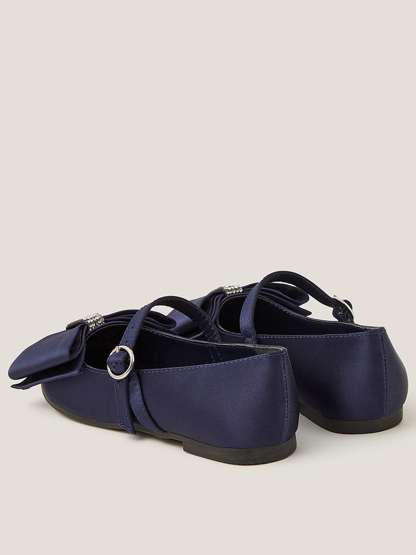  image of monsoon-girls-bow-satin-ballet-flats-navy