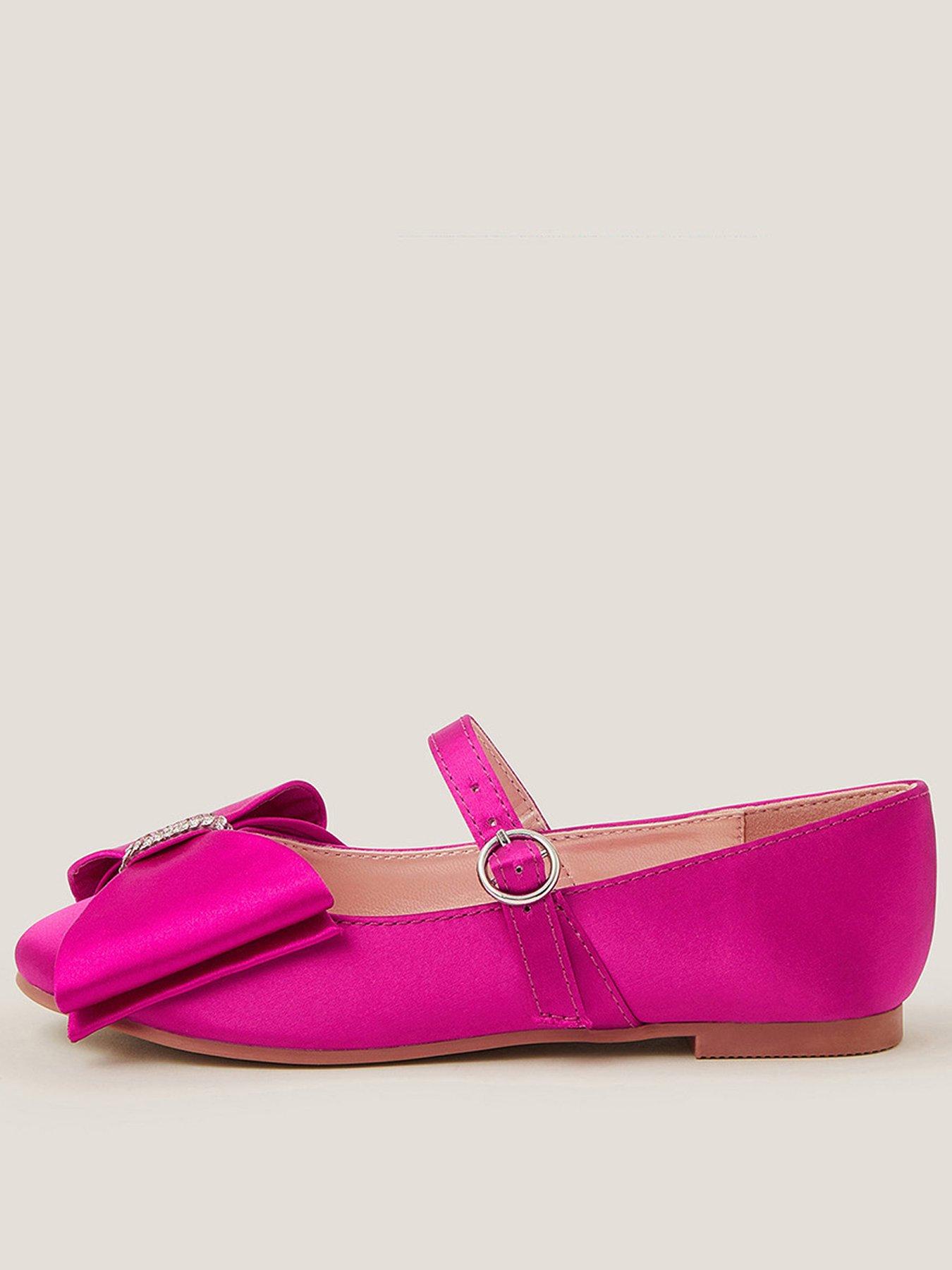 Monsoon Girls Bow Satin Ballet Flats - Pink