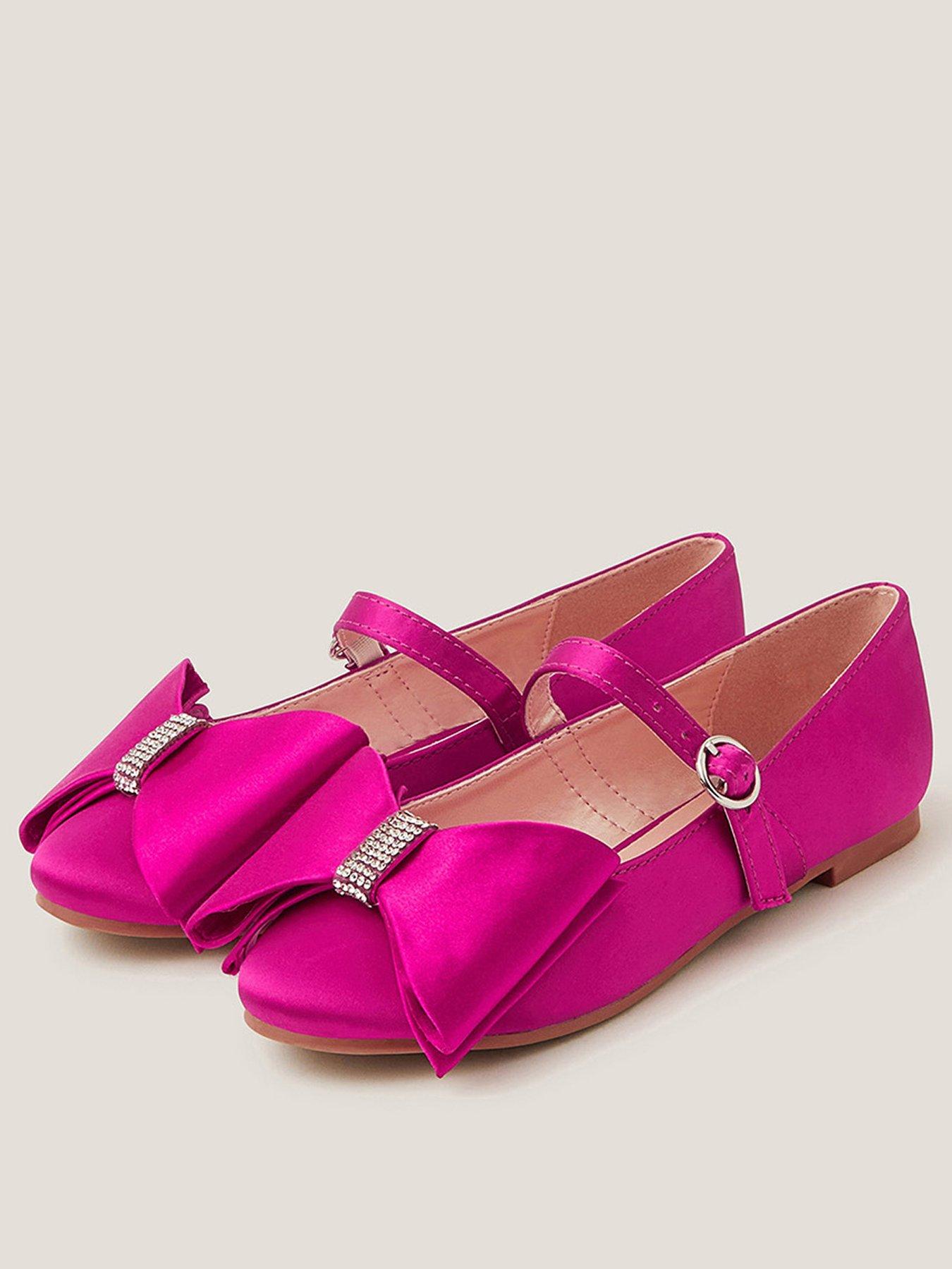  image of monsoon-girls-bow-satin-ballet-flats-pink