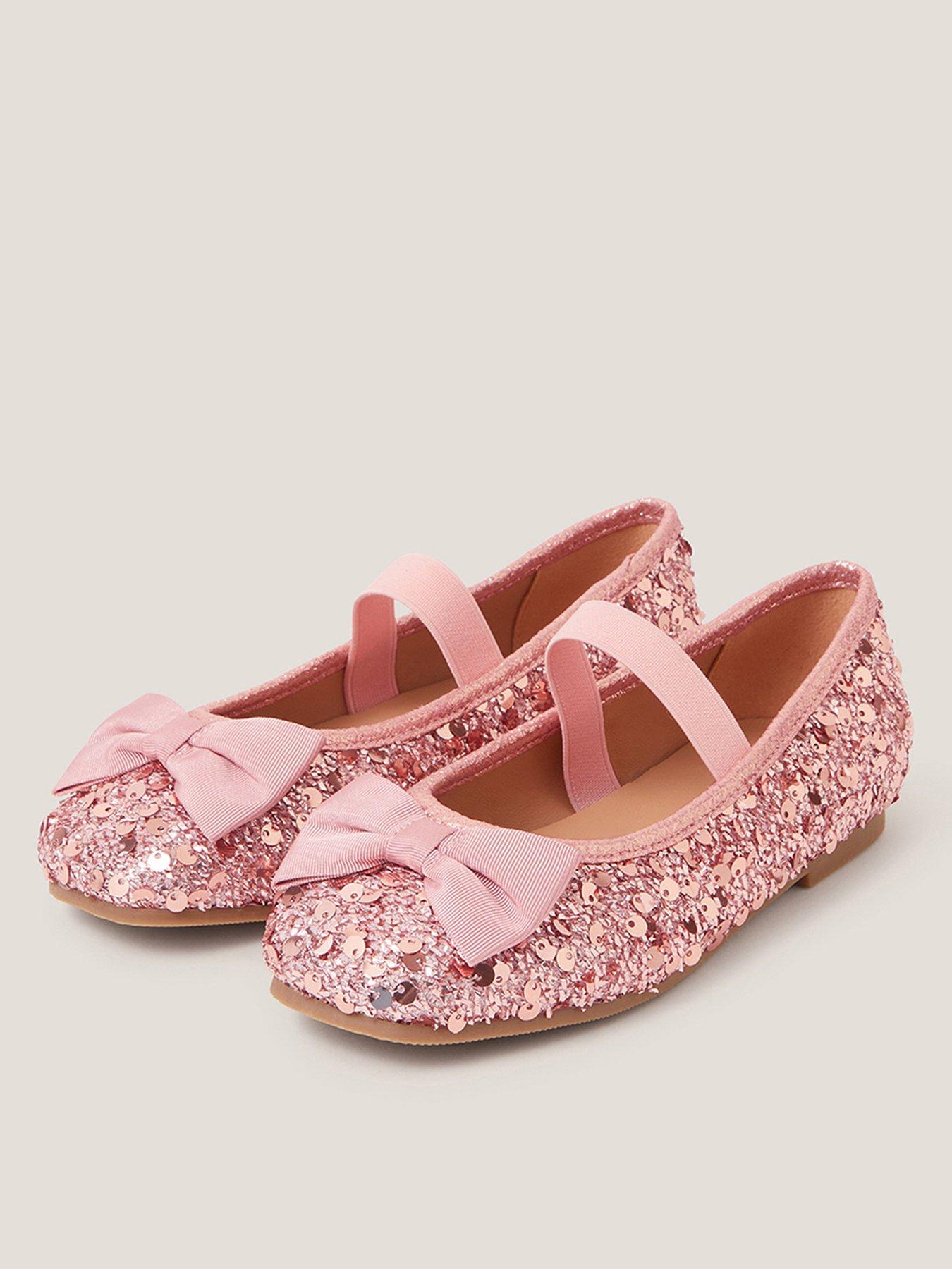 Image 2 of 3 of Monsoon Girls Bow Sequin Ballet Flats - Pink