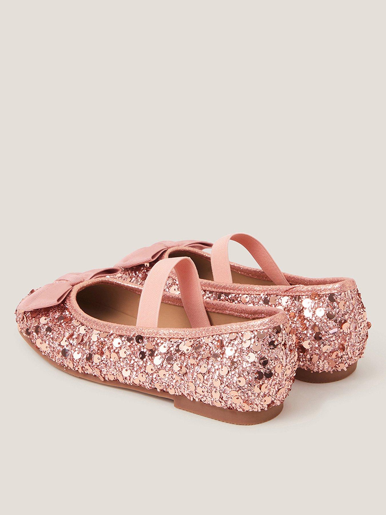 Image 3 of 3 of Monsoon Girls Bow Sequin Ballet Flats - Pink