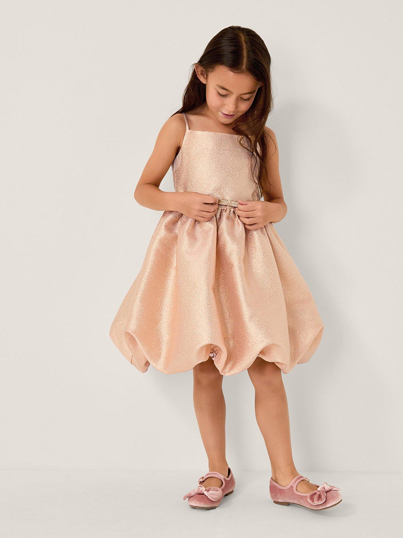 Monsoon Girls Layla Jacquard Bubble Dress - Gold