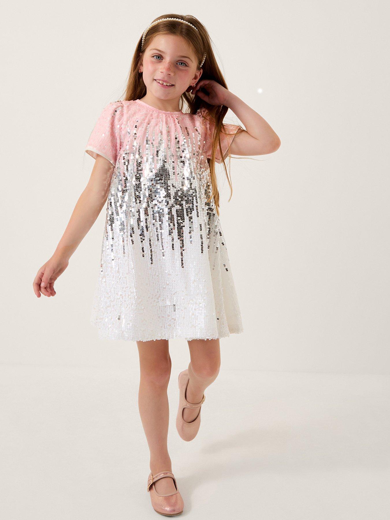 Image 1 of 4 of Monsoon Girls Sequin Ombre Dress - Multi