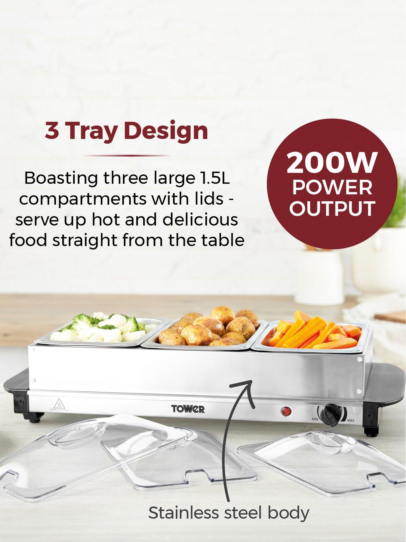  image of tower-t16150-buffet-server-with-3-x-15l-capacity-stainless-steel