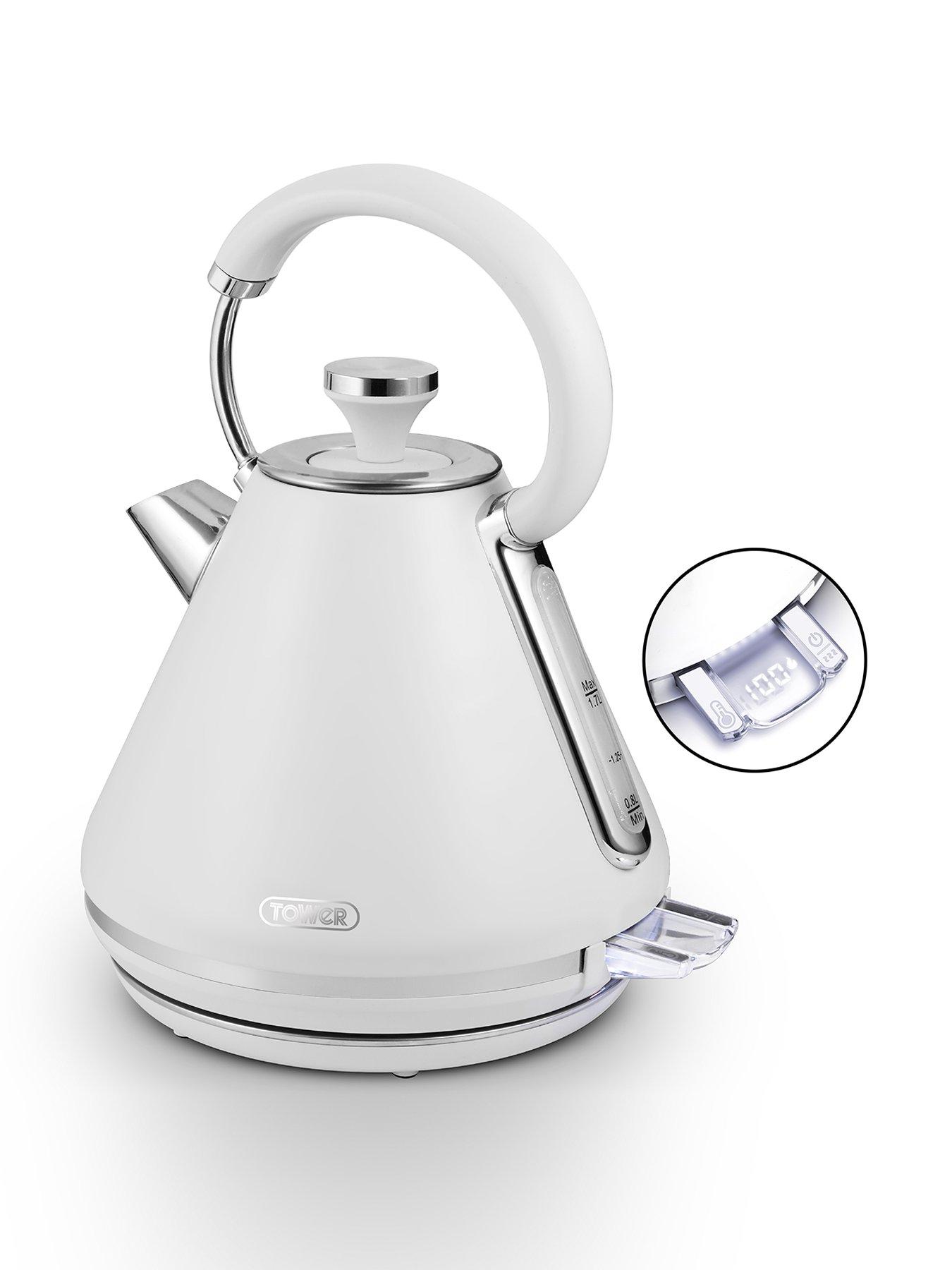 Tower Mirage 1.7L Digital Kettle with Variable Temperature Function 3kW White with Chrome Accents