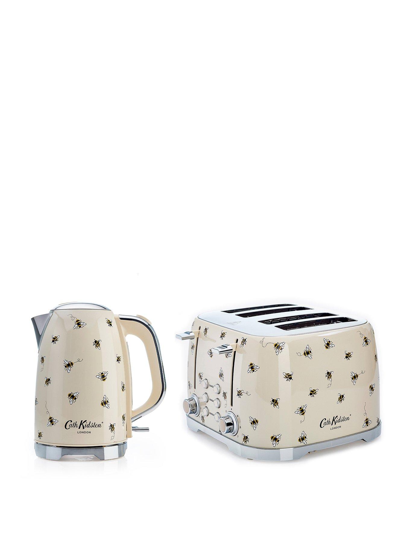 Laura Ashley Kath Kidston 4-Slice Toaster and Kettle Twin Pack - Cream with Bees