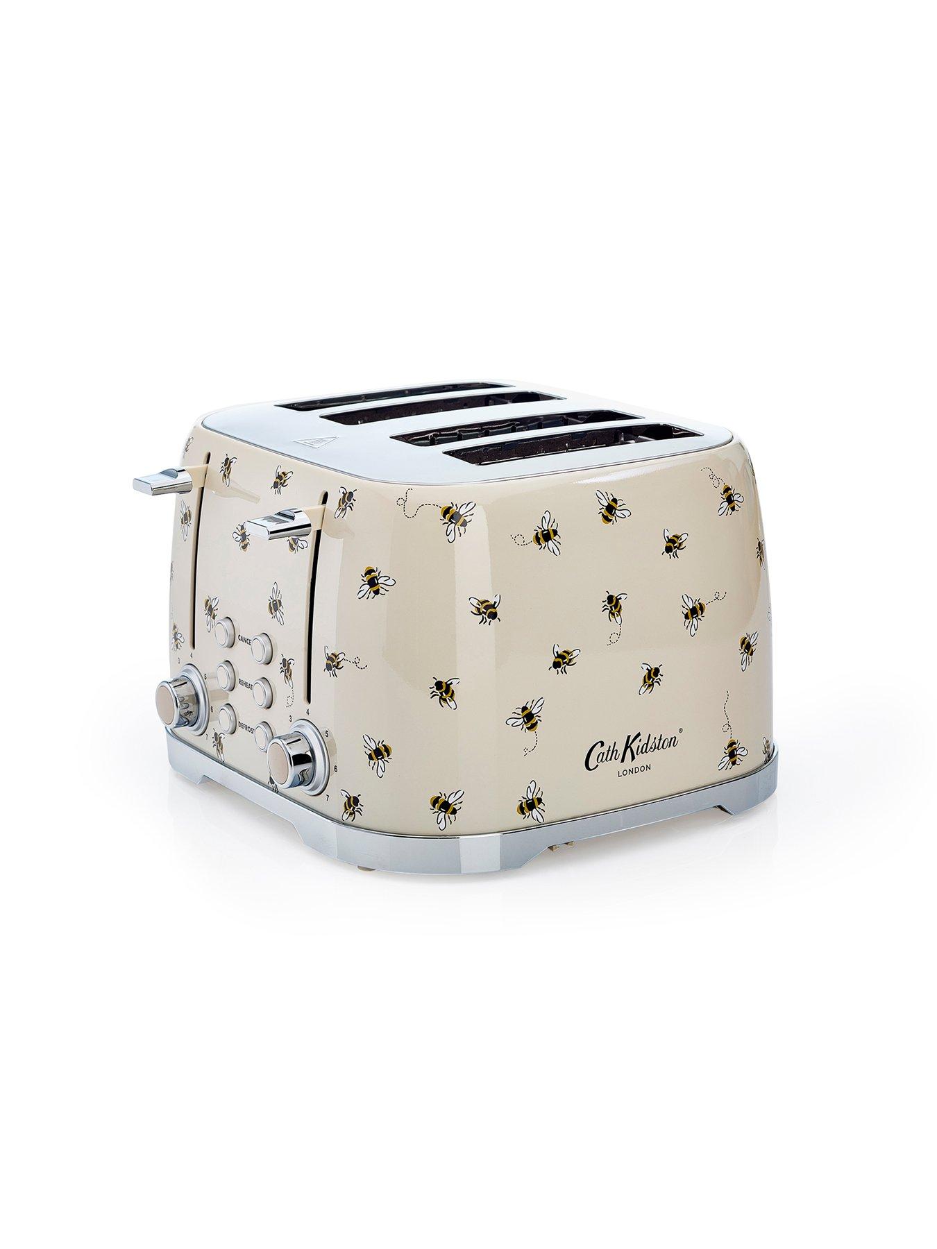 Image 4 of 6 of Laura Ashley Kath Kidston 4-Slice Toaster and Kettle&nbsp;Twin Pack -&nbsp;Cream with Bees