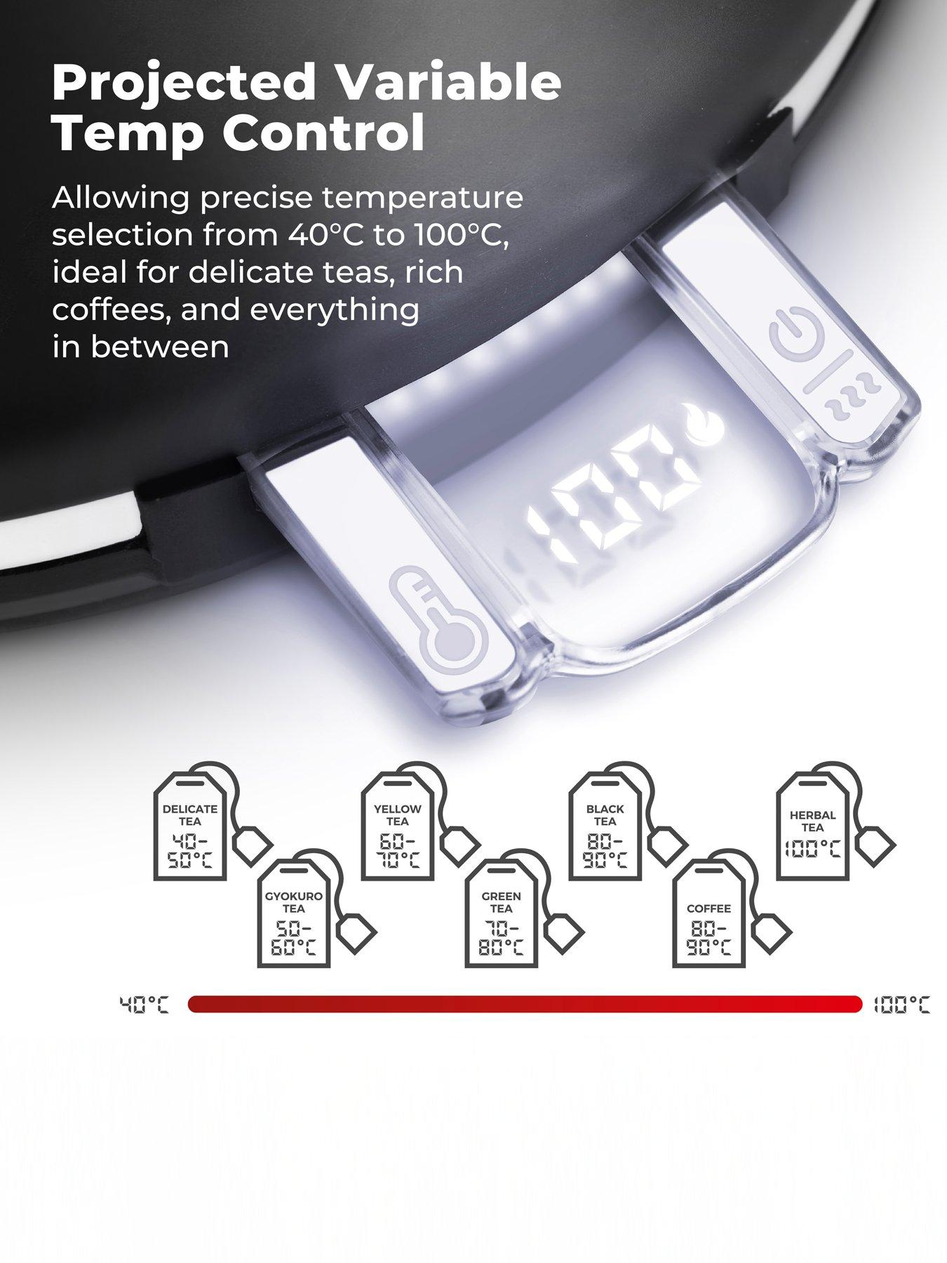 Image 3 of 7 of Tower Mirage 1.7L Digital Kettle with Variable Temperature Function 3kW Black with Chrome Accents