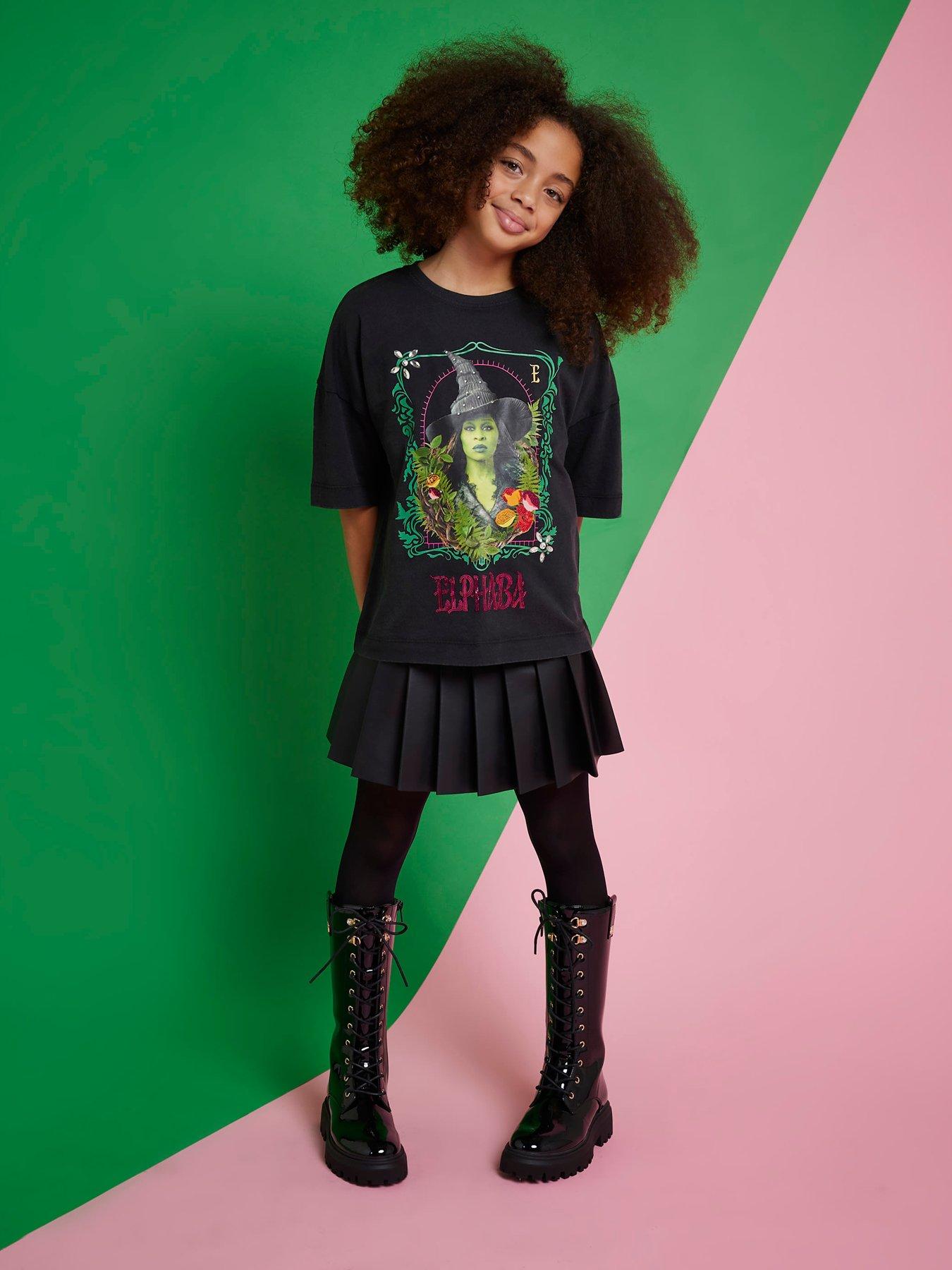  image of river-island-older-girls-wicked-elphaba-t-shirt-grey