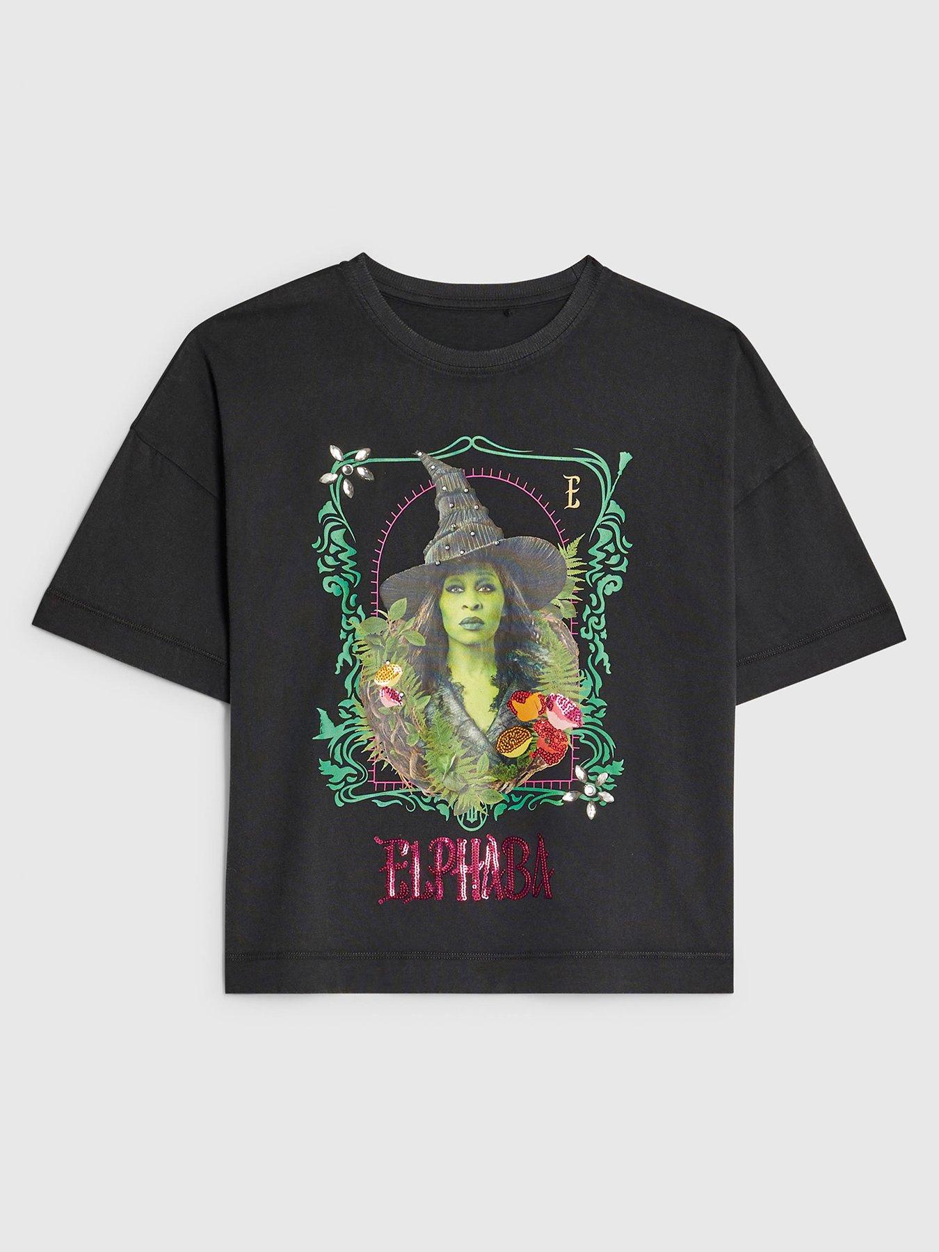 stillFront image of river-island-older-girls-wicked-elphaba-t-shirt-grey