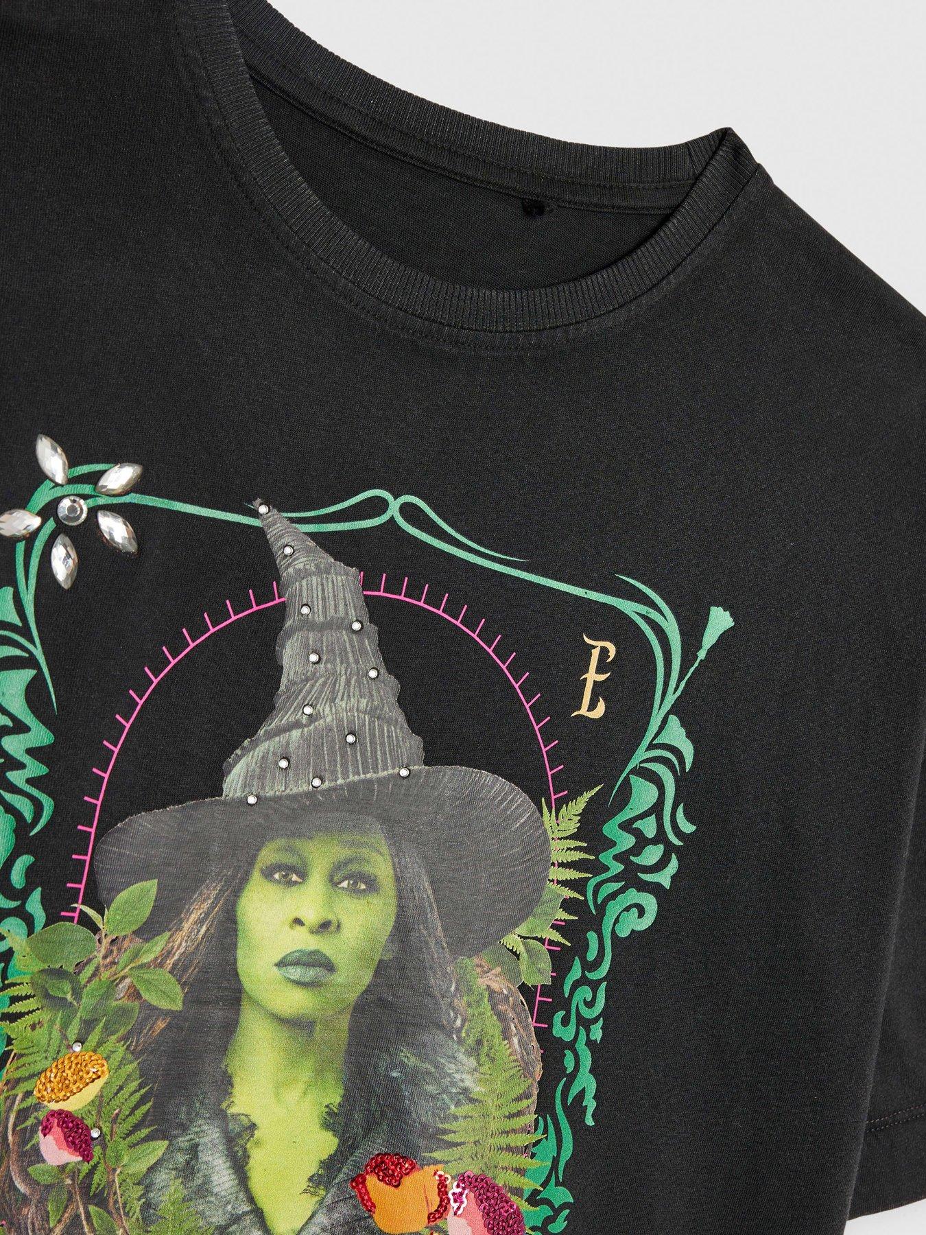  image of river-island-older-girls-wicked-elphaba-t-shirt-grey
