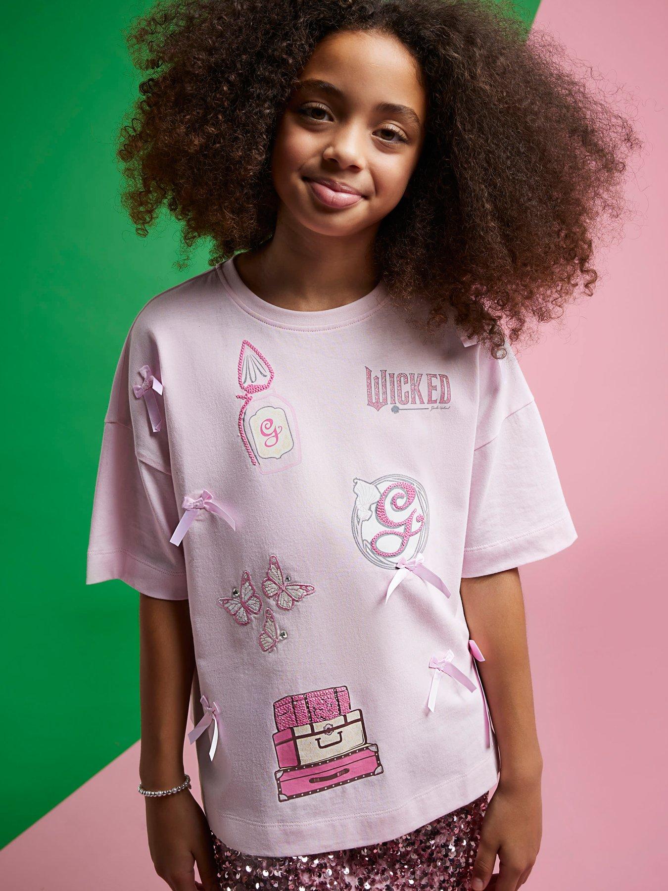  image of river-island-older-girls-wicked-glinda-icon-t-shirt-pink