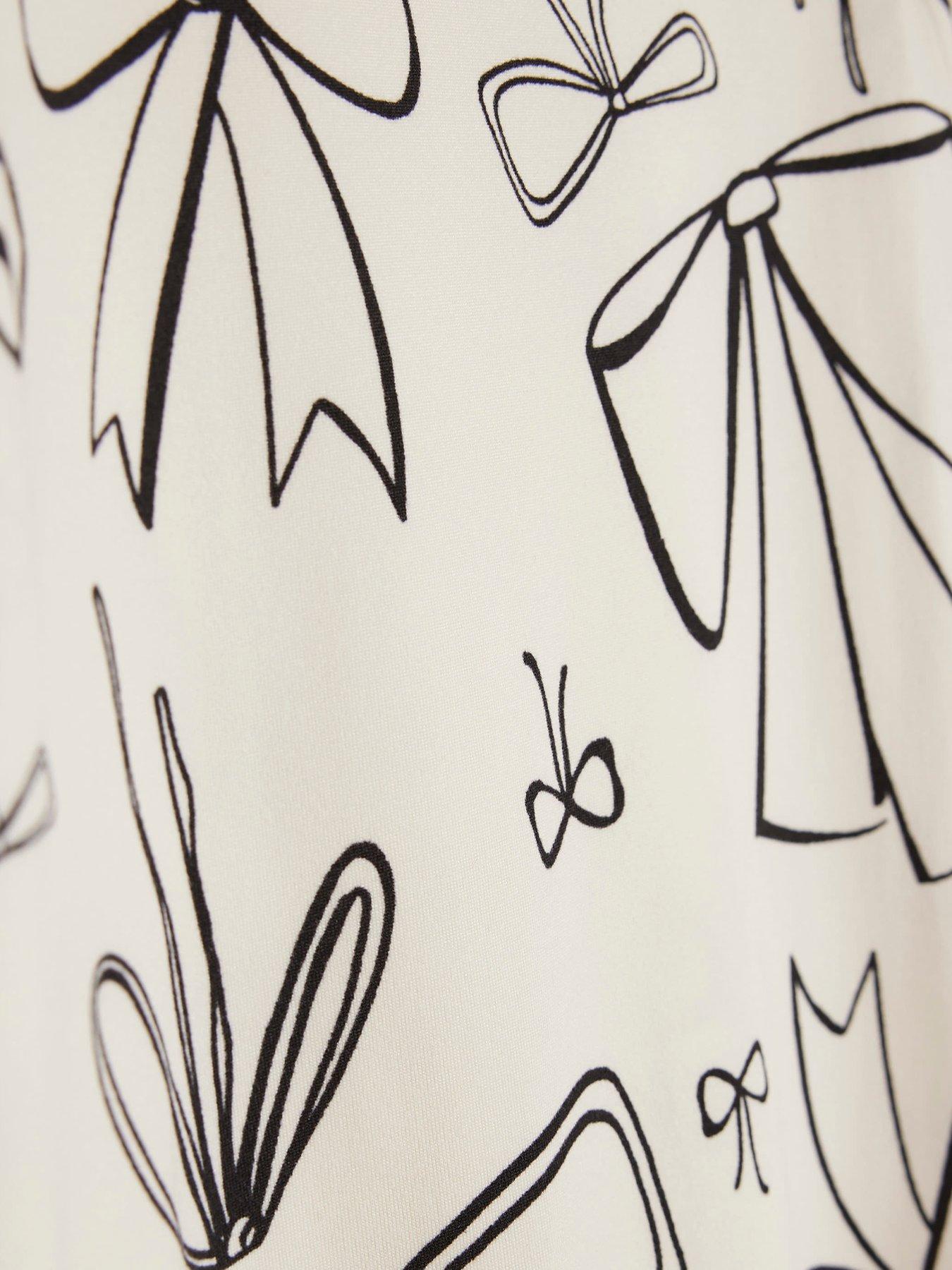  image of river-island-mini-girls-bow-pyjama-set-cream