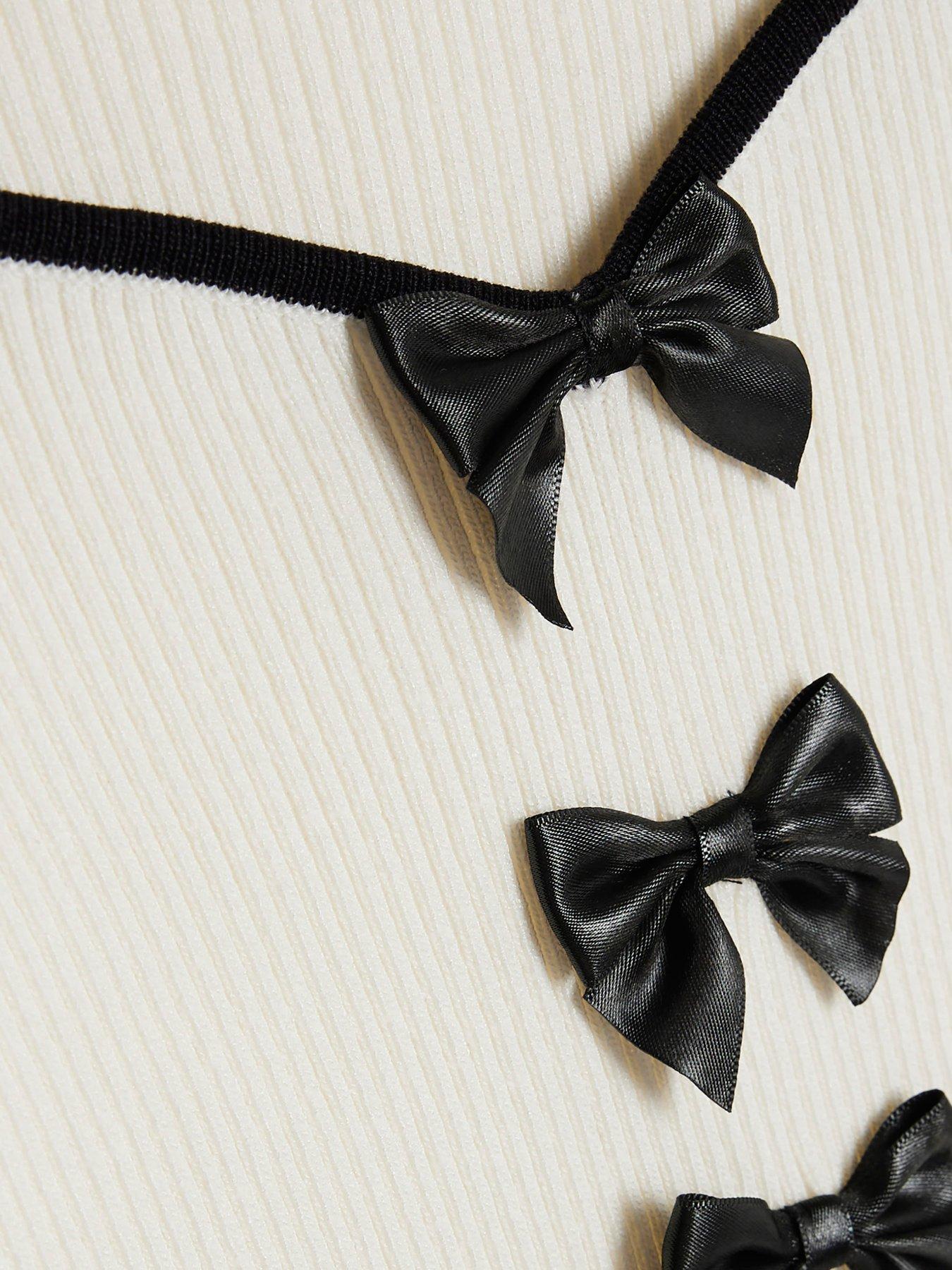 Image 5 of 5 of River Island Older Girls Bow Martini Trouser Set - Cream