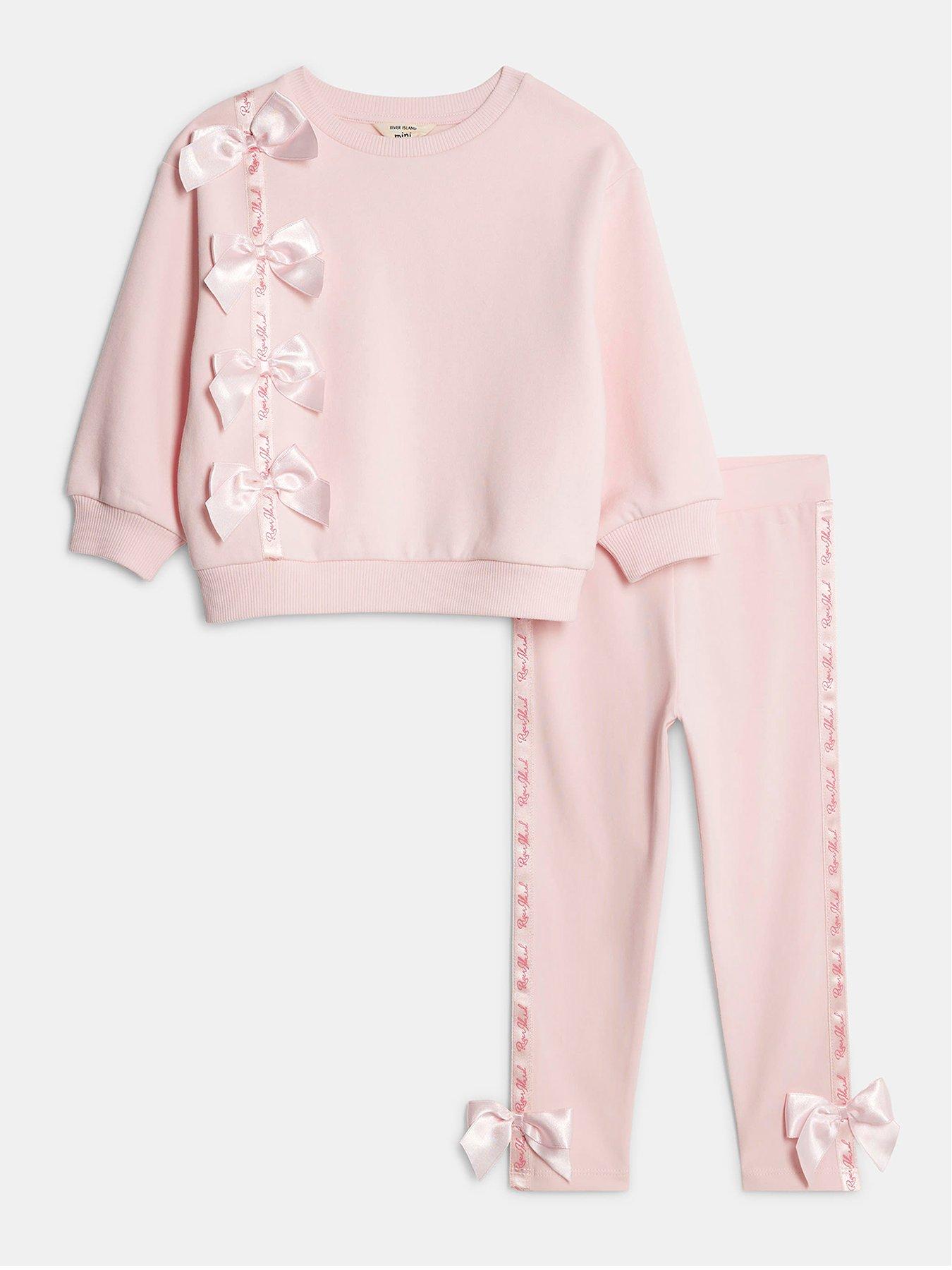 River Island Mini Mini Girls River Island Bow T-Shirt Set - Pink
