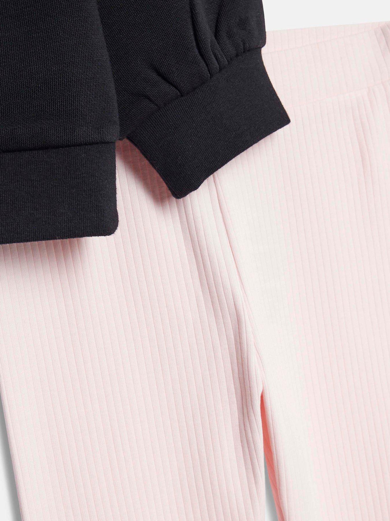  image of river-island-mini-mini-girls-sequin-bear-sweatshirt-set-black