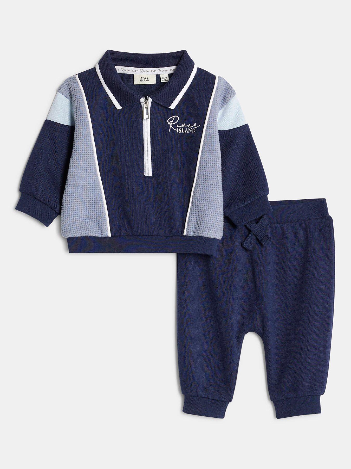 River Island Baby Baby Boys Colour Block Sweatshirt Set - Blue
