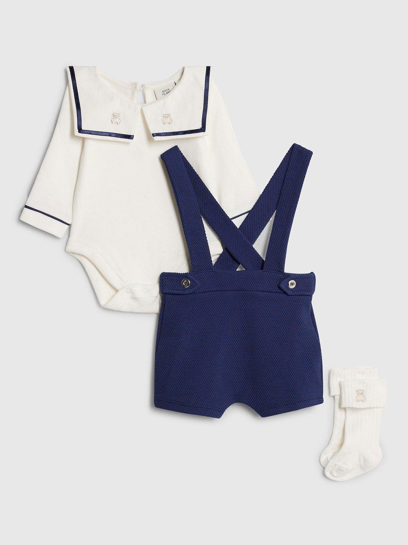 River Island Baby Boys Sailor Collar Short Set - Navy