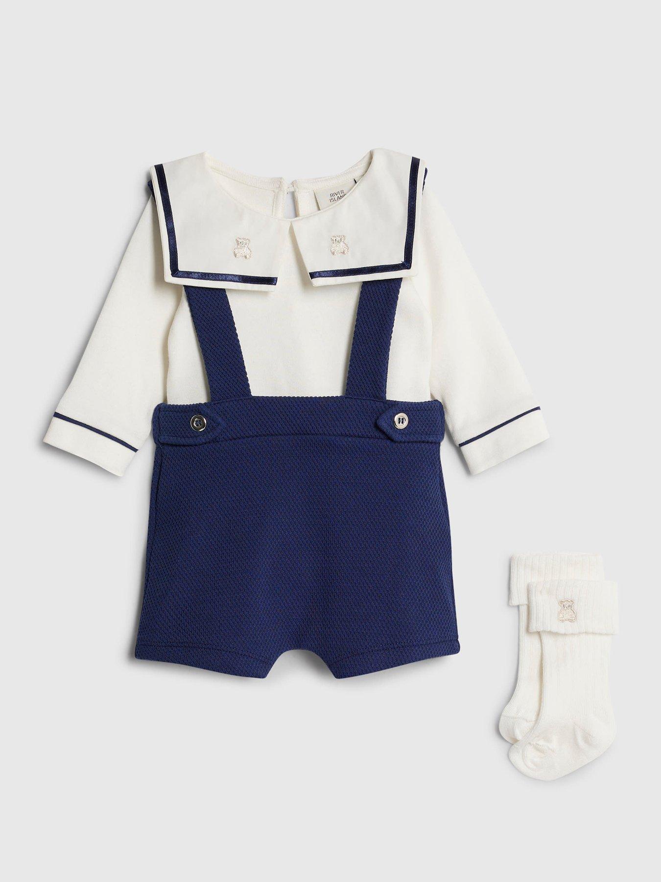  image of river-island-baby-boys-sailor-collar-short-set-navy