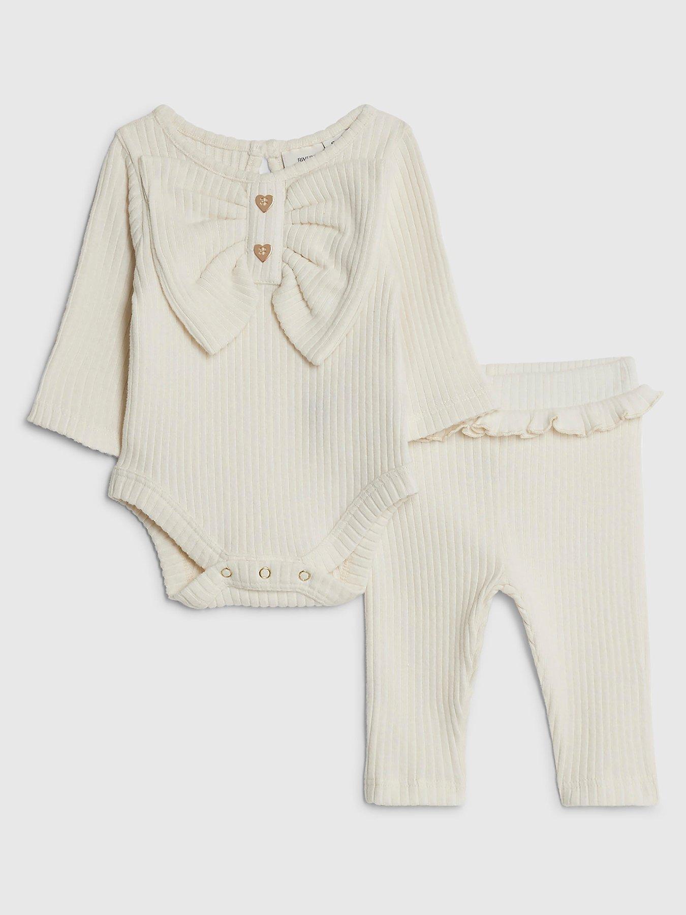 River Island Baby Girls Bow Bodysuit Set - Cream