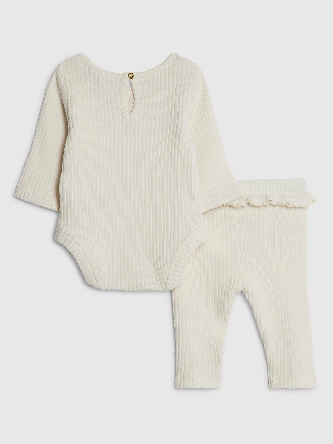 back image of river-island-baby-girls-bow-bodysuit-set-cream