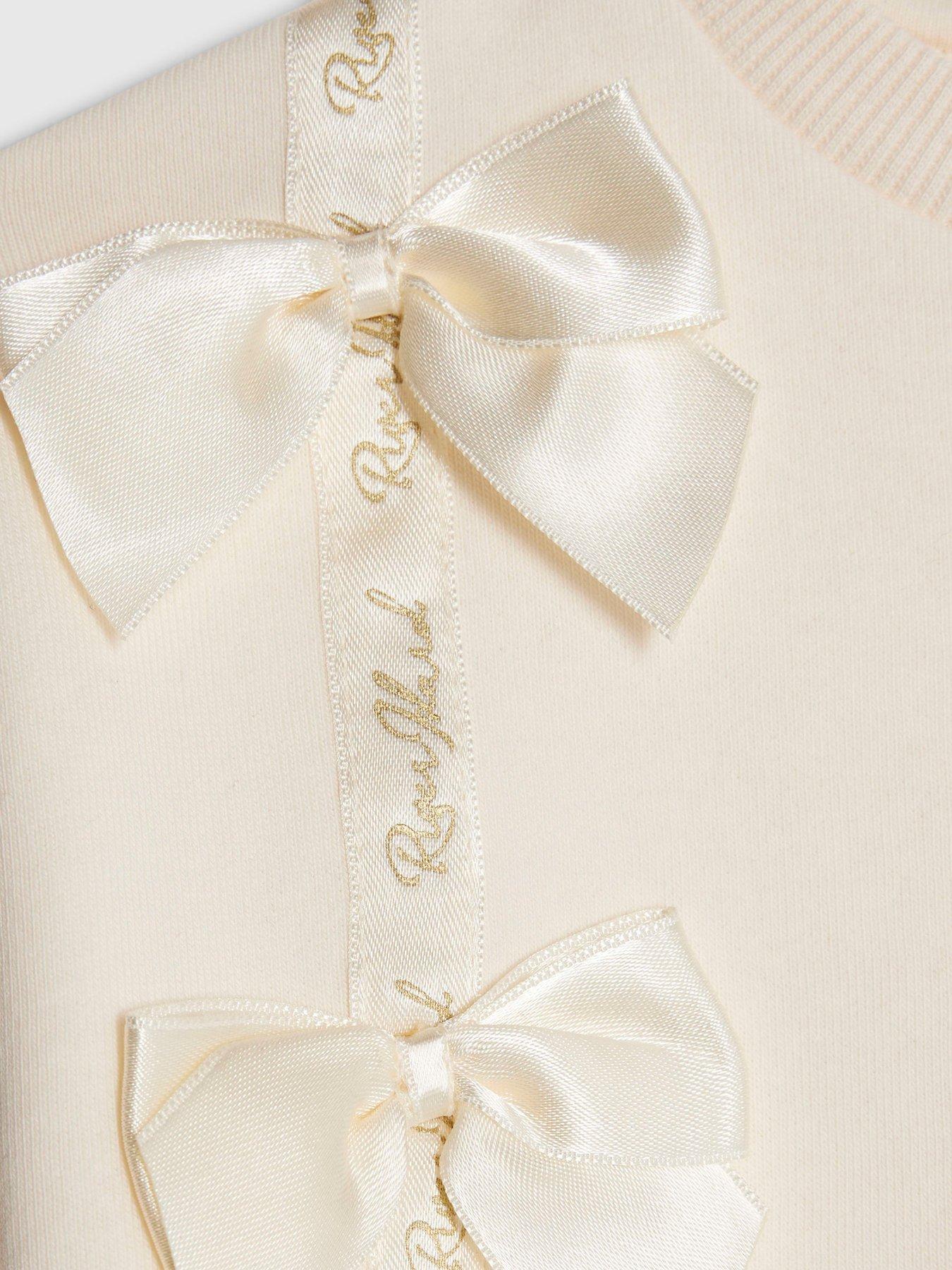  image of river-island-mini-girls-bow-sweatshirt-set-cream