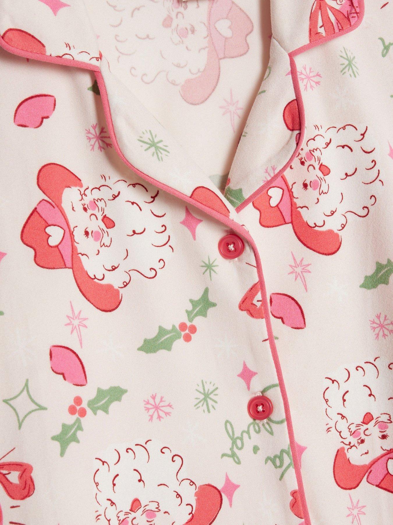  image of river-island-older-girls-santa-sleigh-pyjama-set-pink