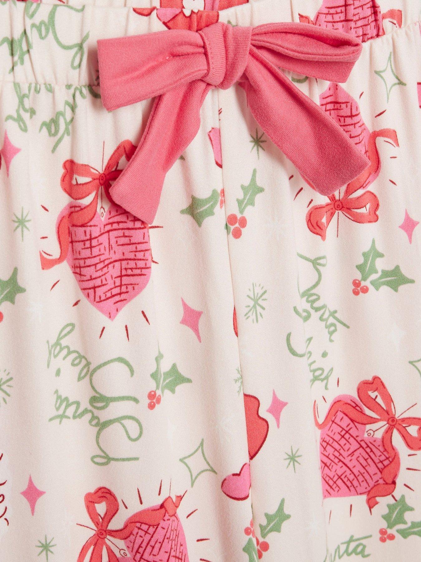  image of river-island-older-girls-santa-sleigh-pyjama-set-pink