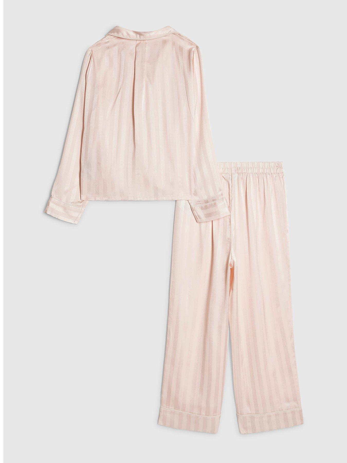  image of river-island-older-girls-corsage-satin-pyjamas-set-pink
