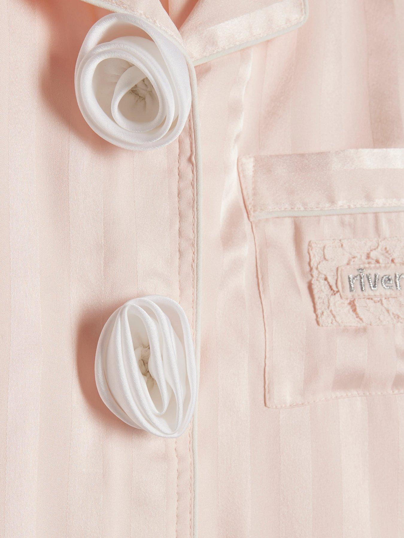  image of river-island-older-girls-corsage-satin-pyjamas-set-pink