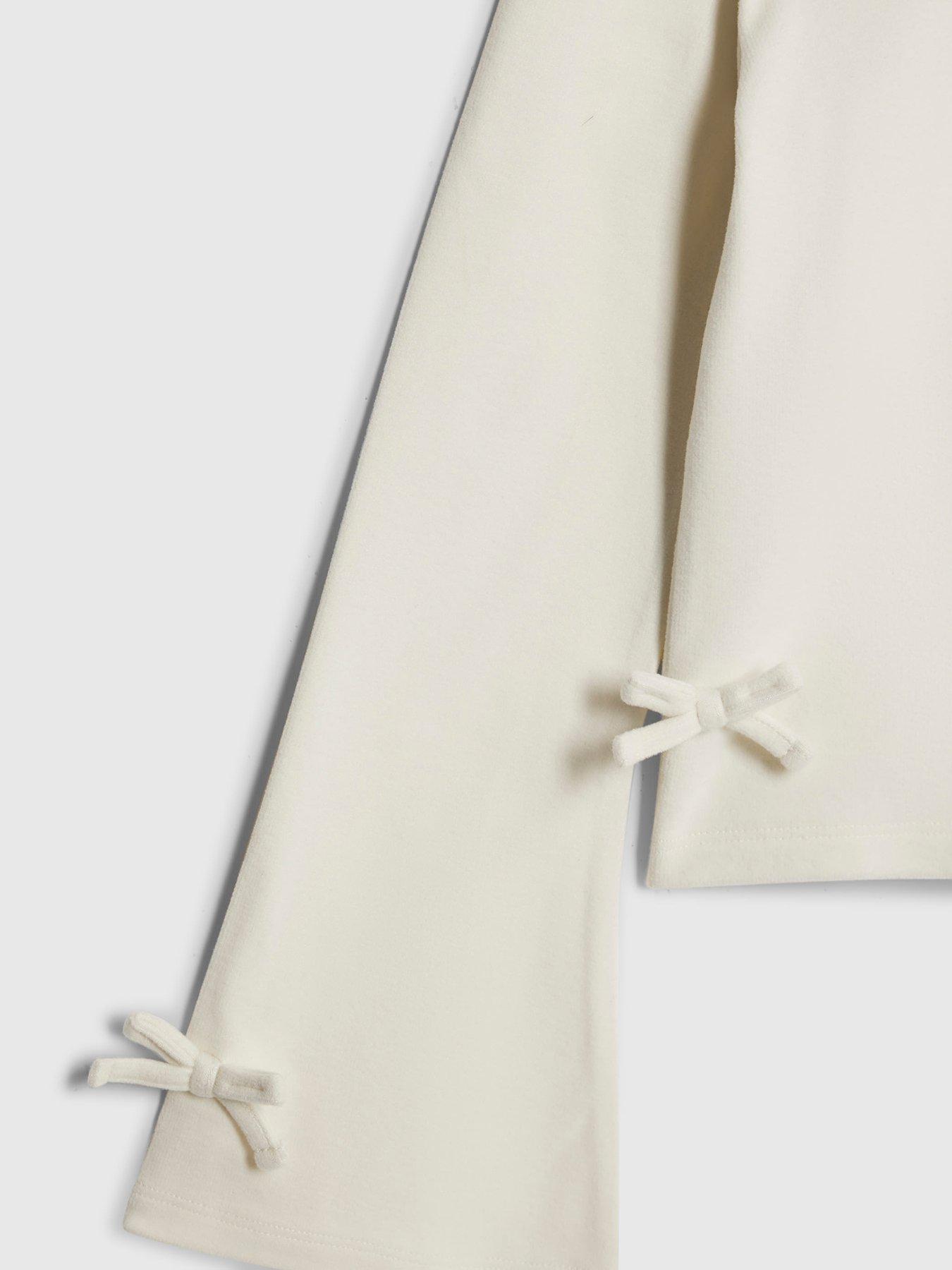  image of river-island-older-girls-cosy-bow-long-sleeved-top-cream