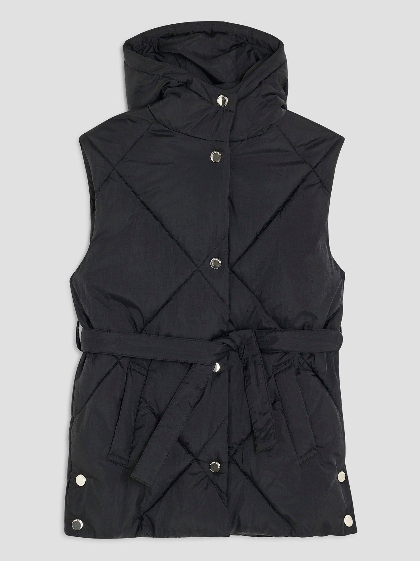  image of river-island-older-girls-belted-hooded-gilet-black