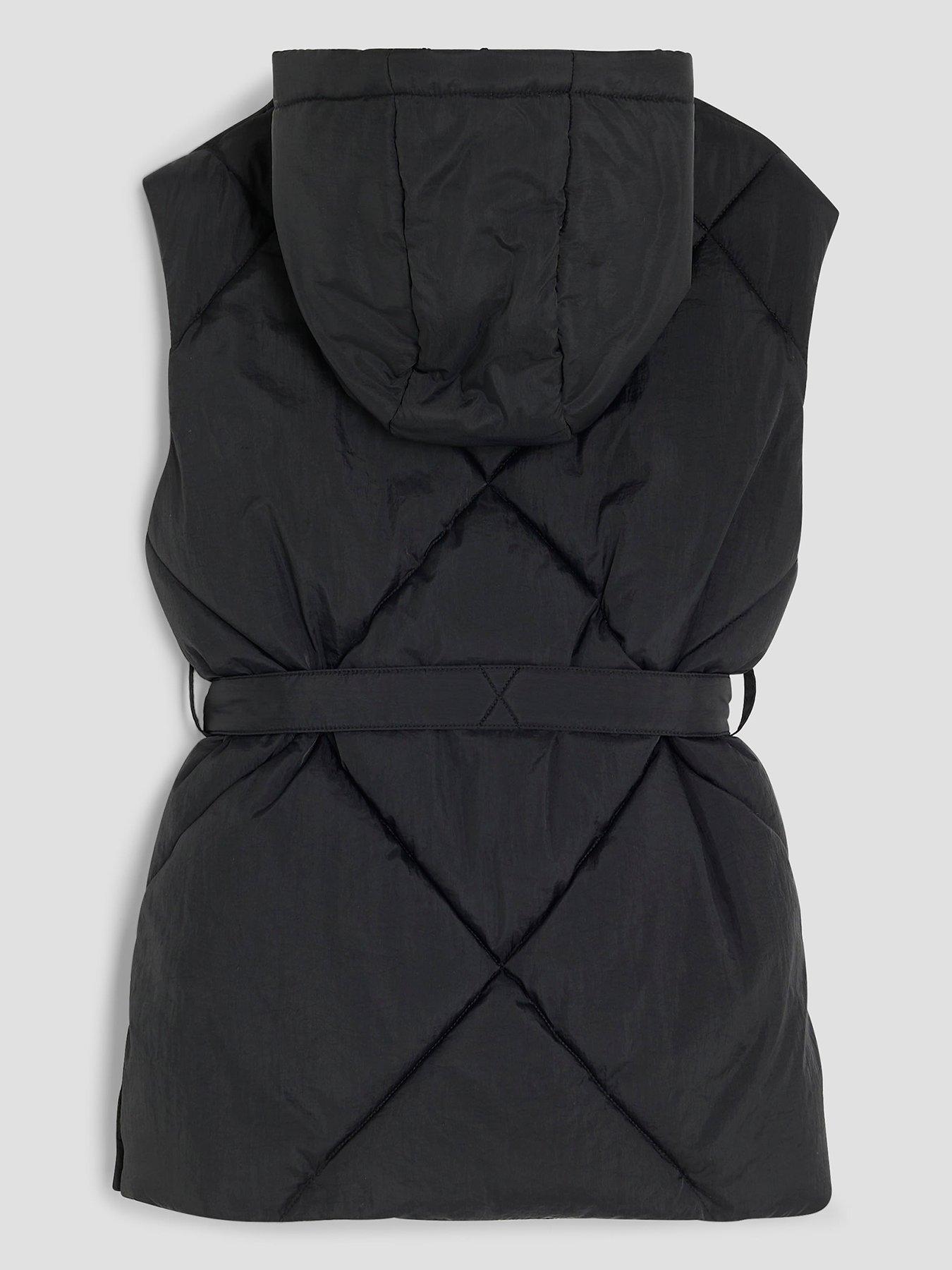  image of river-island-older-girls-belted-hooded-gilet-black