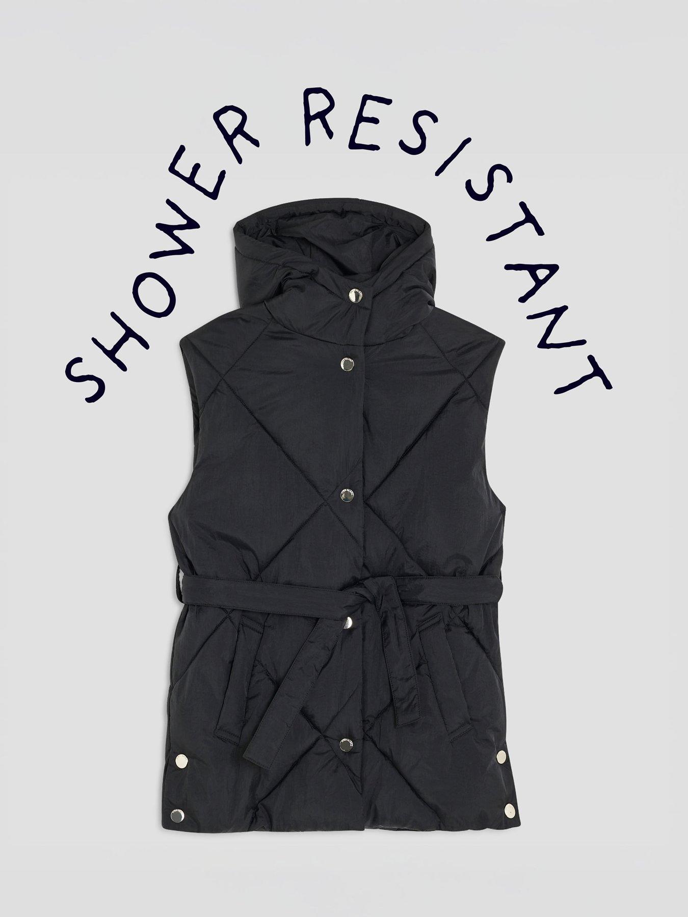  image of river-island-older-girls-belted-hooded-gilet-black