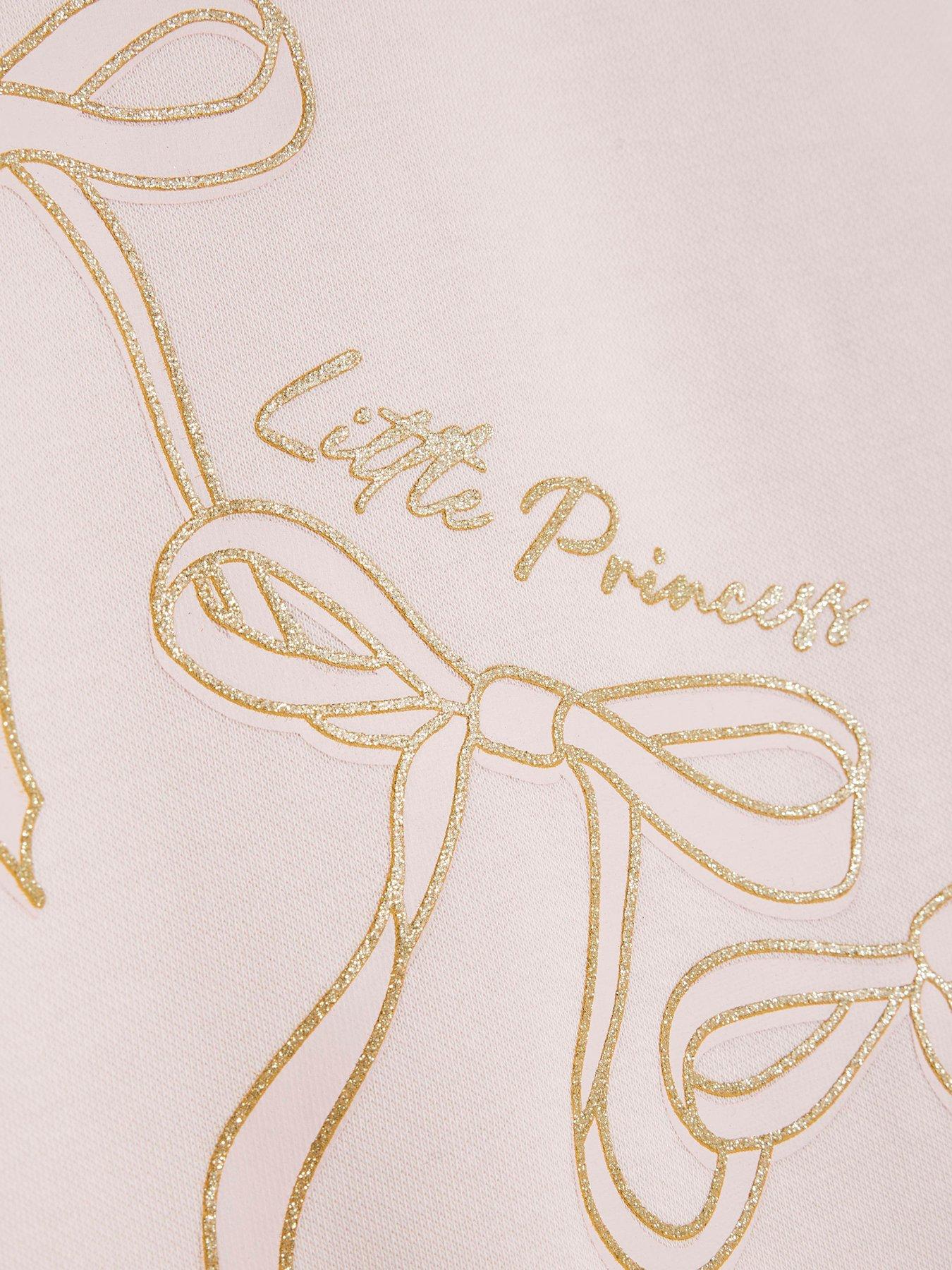  image of river-island-mini-girls-bow-sweatshirt-set-pink