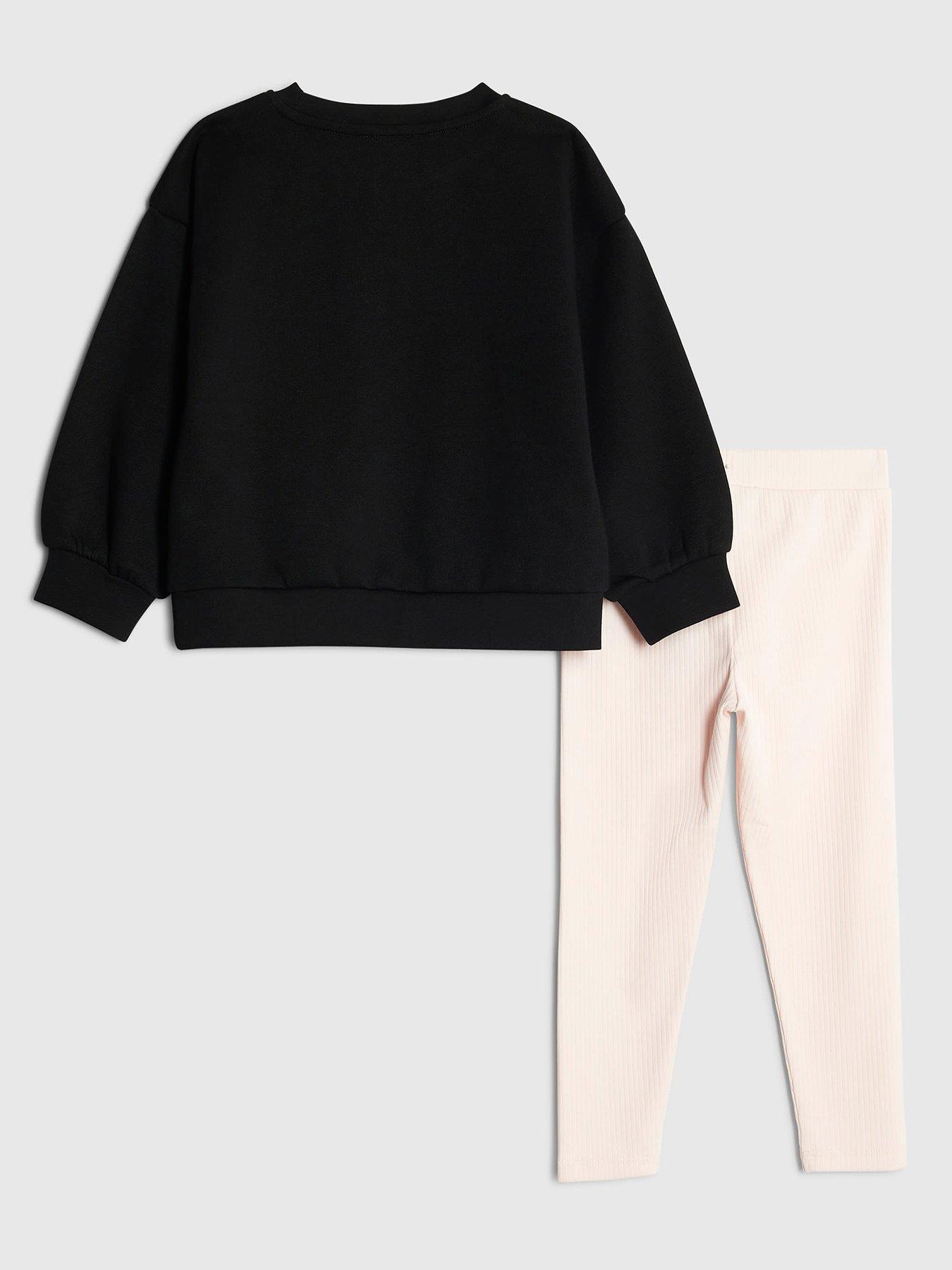  image of river-island-mini-girls-bow-sweatshirt-set-black