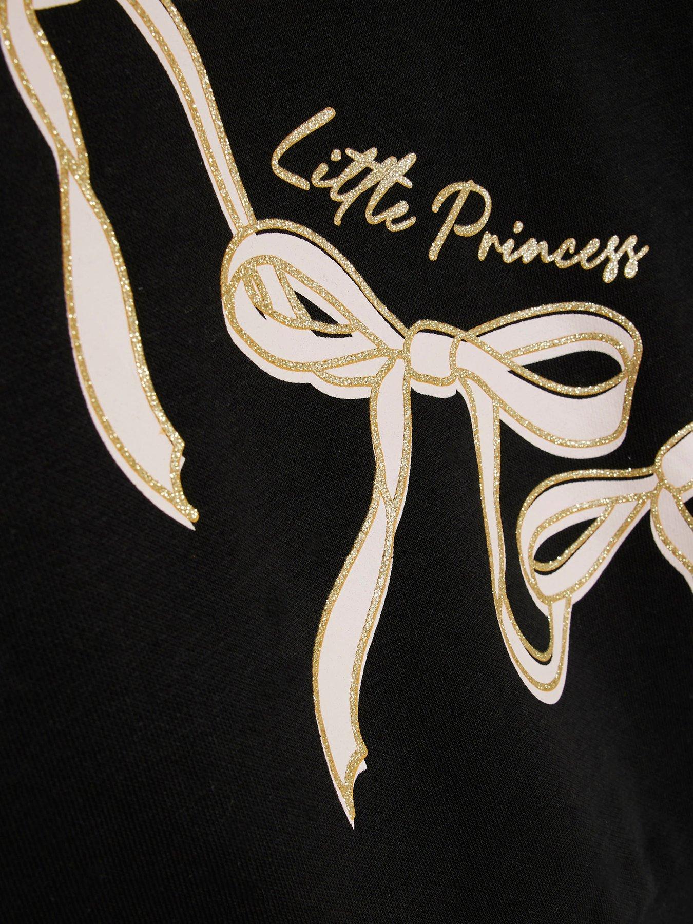  image of river-island-mini-girls-bow-sweatshirt-set-black