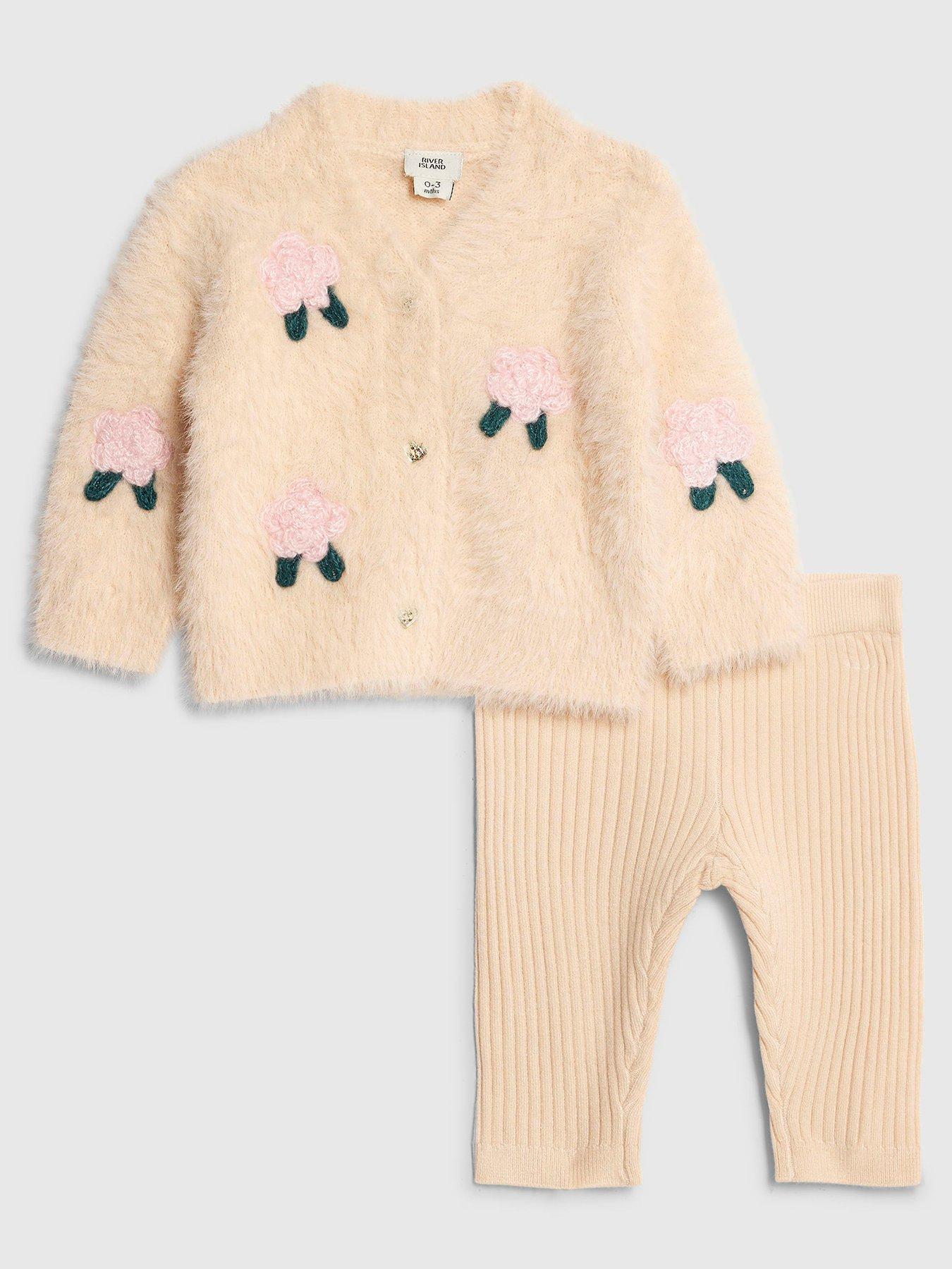 River Island Baby Girls Fluffy Rose Cardigan Set - Pink