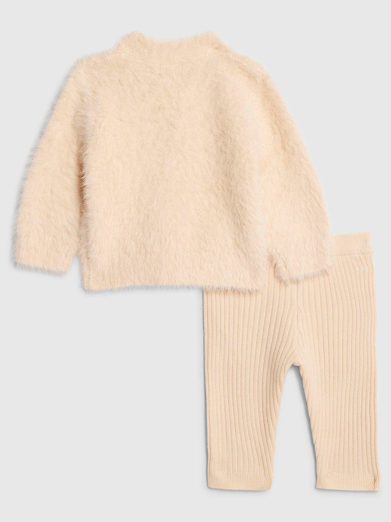  image of river-island-baby-girls-fluffy-rose-cardigan-set-pink