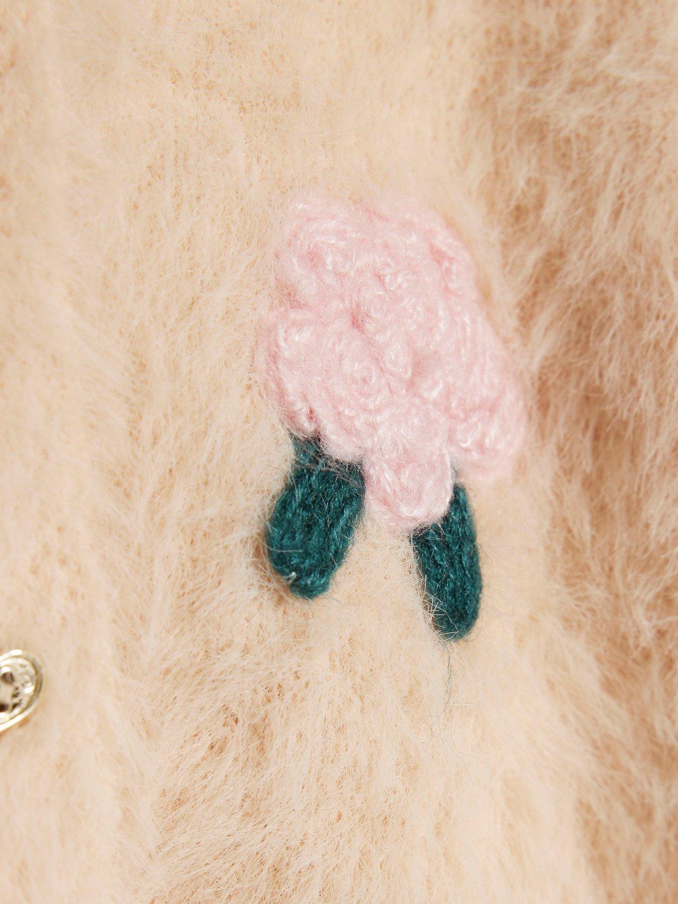  image of river-island-baby-girls-fluffy-rose-cardigan-set-pink